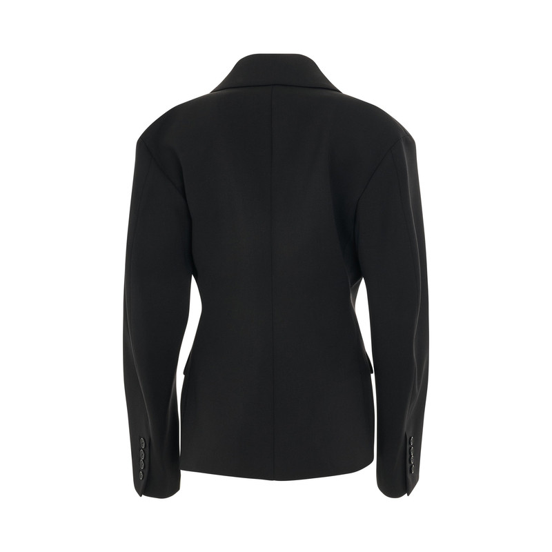 Off-White Wool Blend Round Jacket in Black outlook