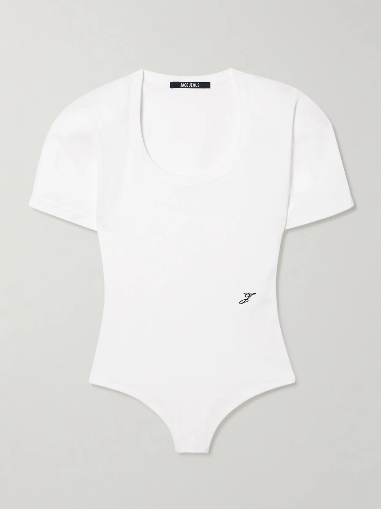 The Ovalo Embroidered Ribbed Cotton-jersey Bodysuit - 1