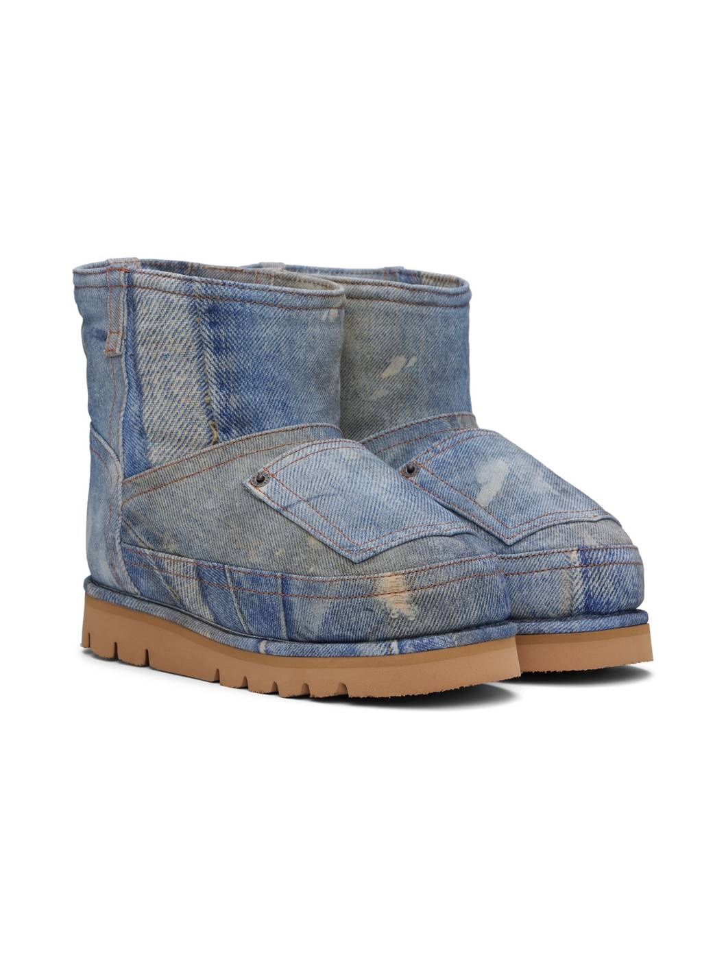 Blue Batter Low Print Denim Boots - 4