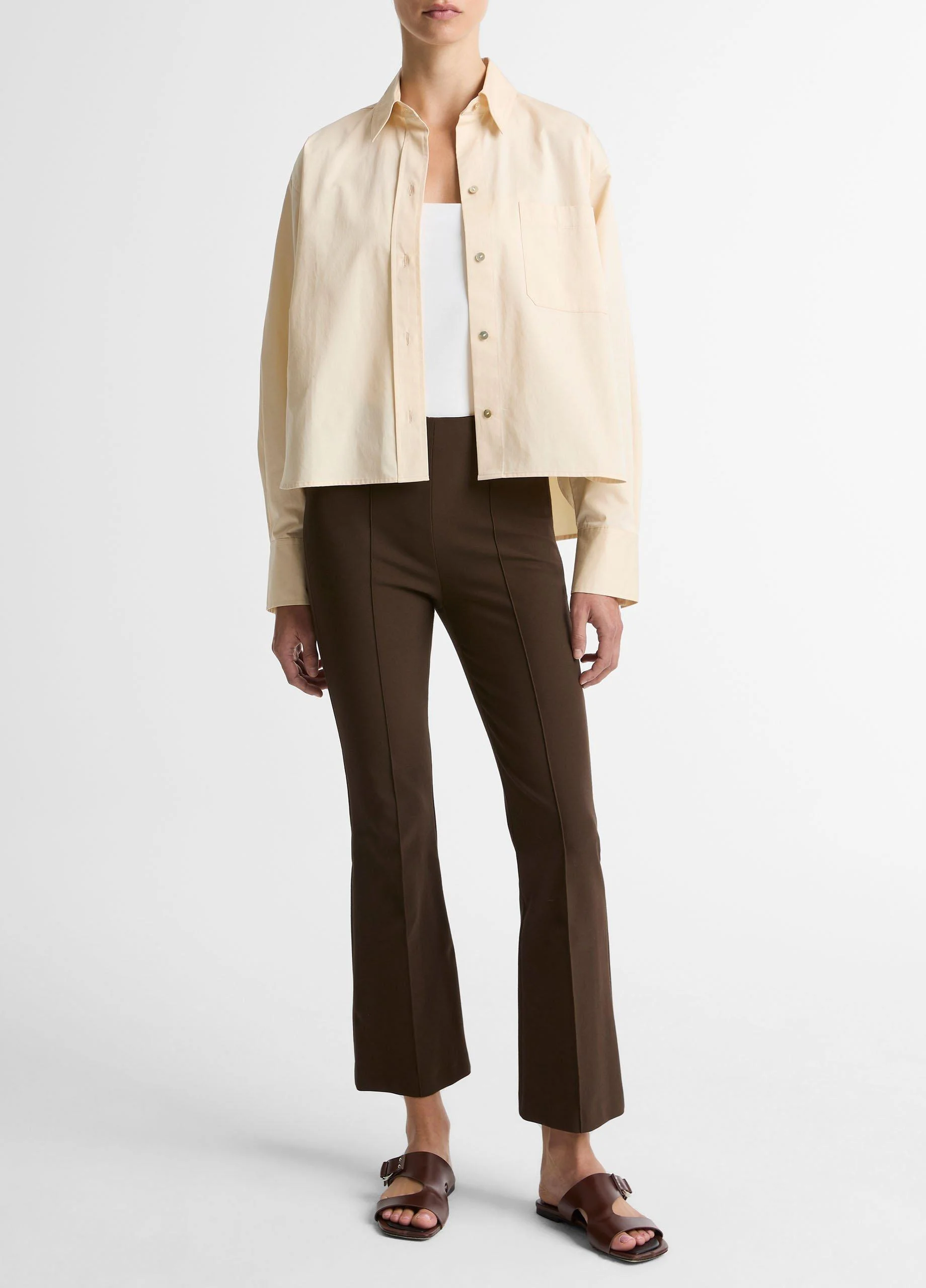 Niki Mid-Rise Pintuck Crop Flare Pant - 1