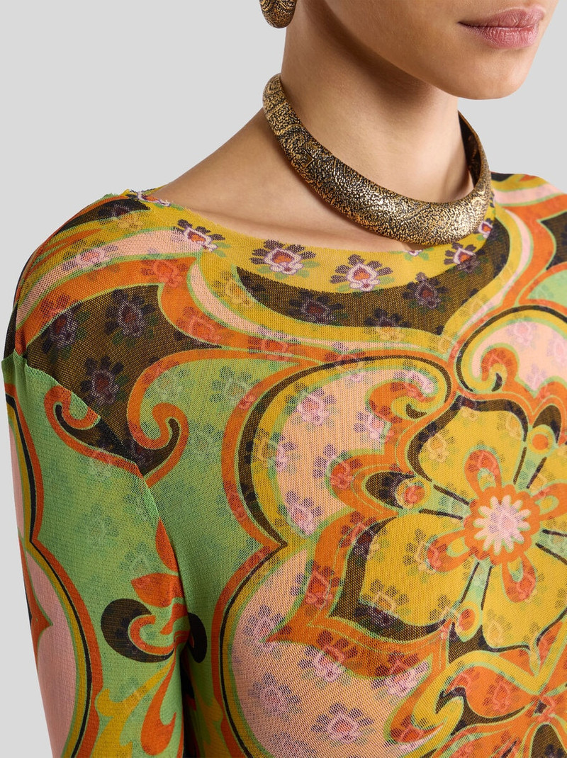Etro STRETCH TULLE TOP WITH PLACED FLORAL PRINT outlook