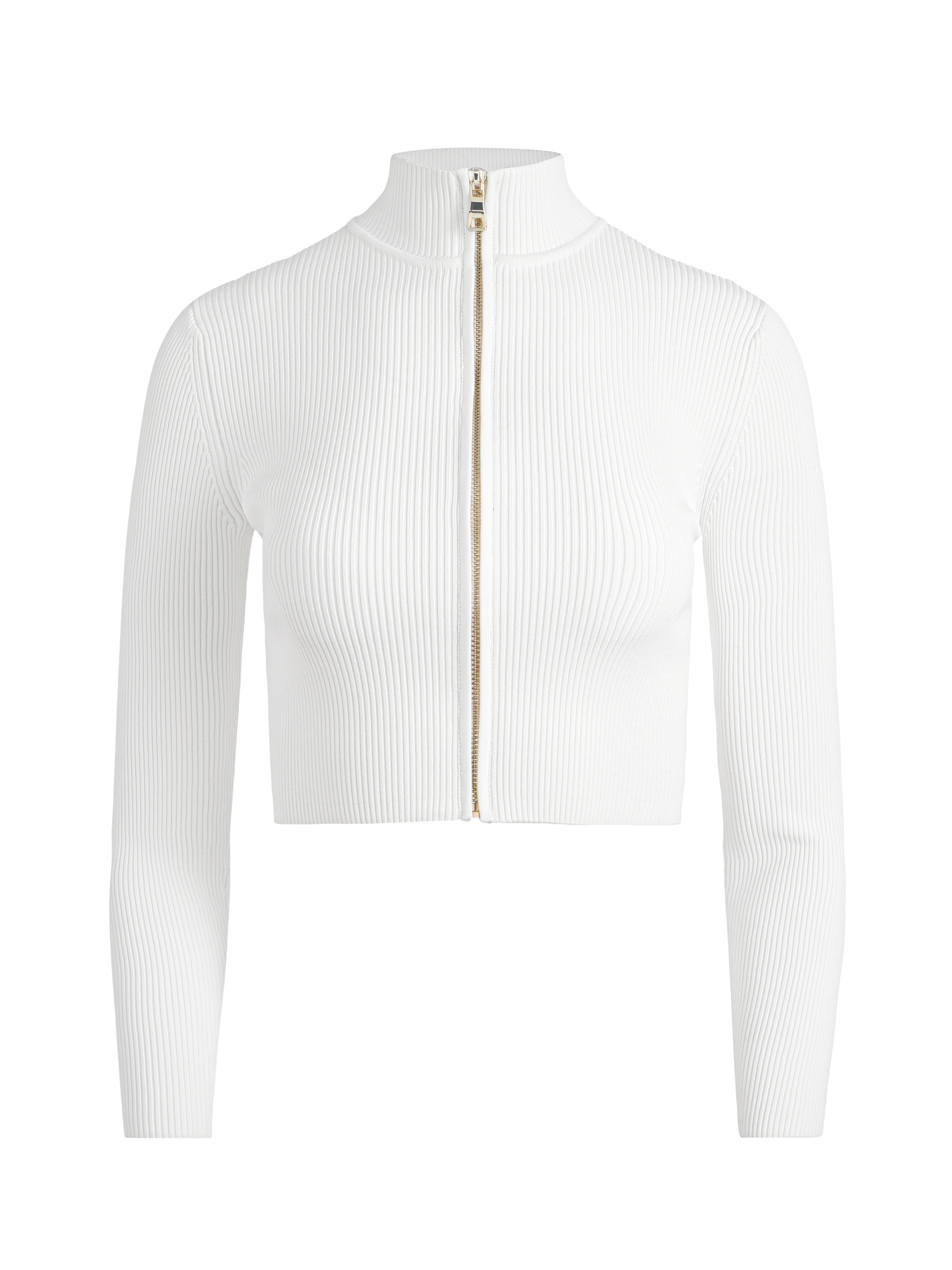 DORRIS RIBBED ZIP UP CARDIGAN - 1