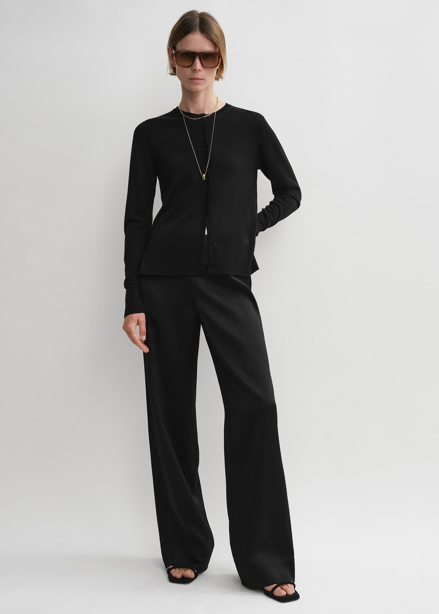 Contrast satin trousers black - 3