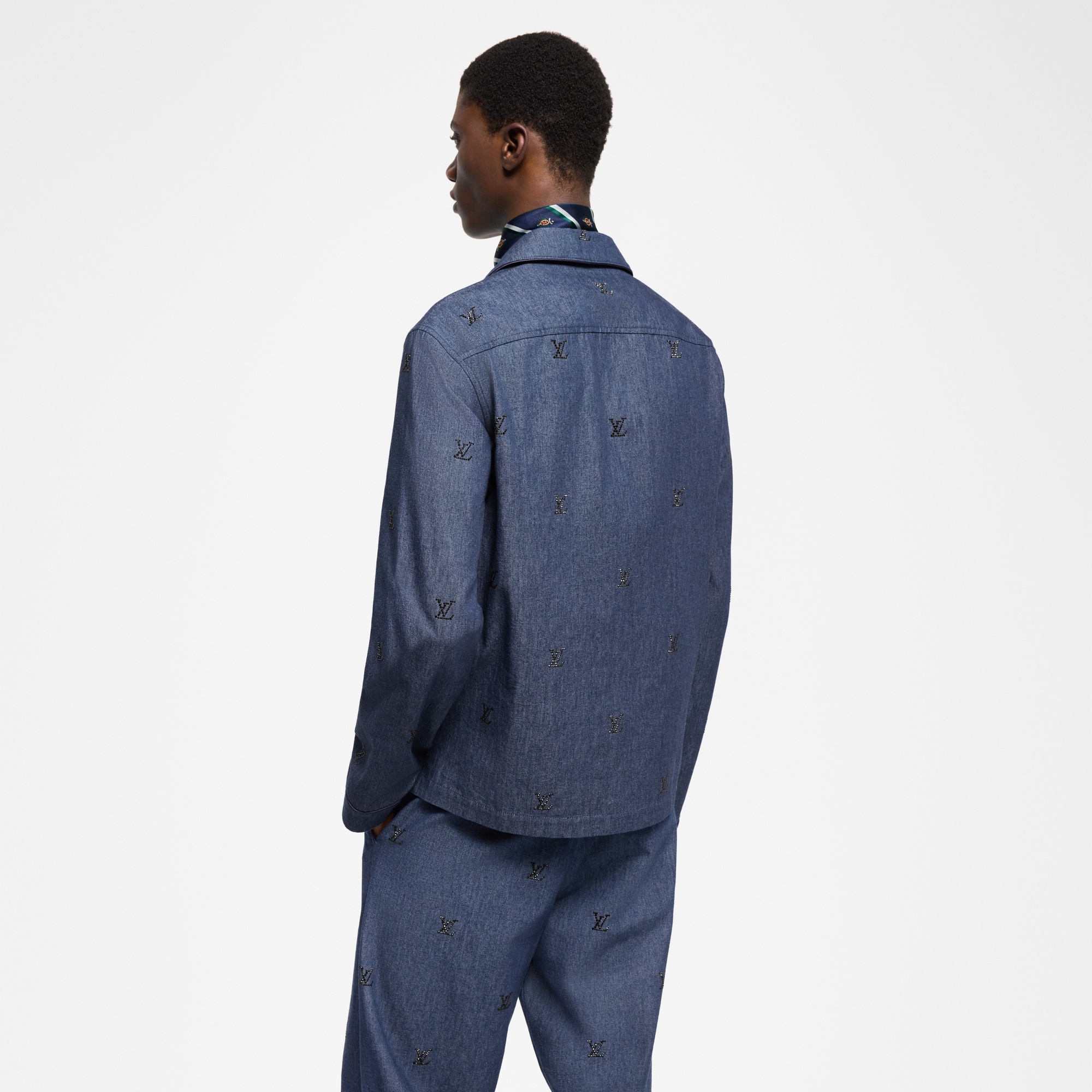 LV Blason Embellished Denim Pajama Shirt - 4