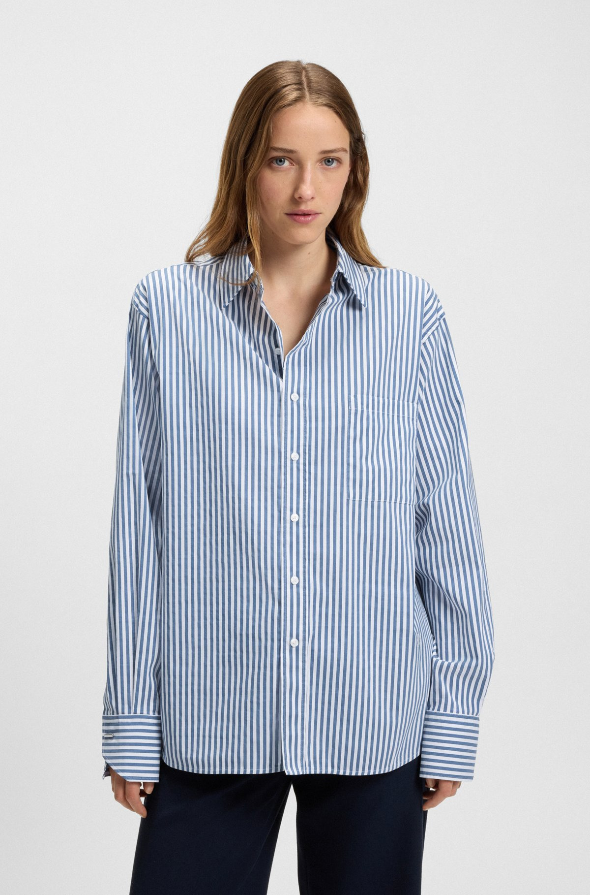 COTTON BLOUSE WITH VERTICAL STRIPES - 2