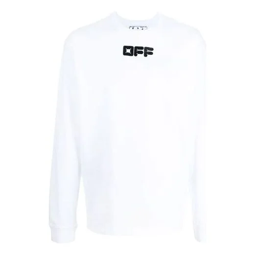 Men's Off-White FW21 Logo Printing Long Sleeves Loose Fit White OMAB064F21JER0050110 - 1