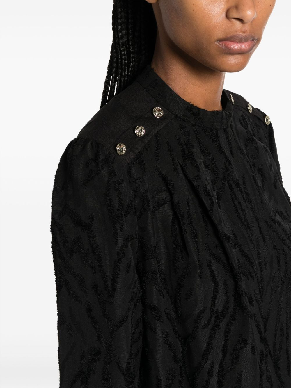 Shadow Vines mock-neck jacquard blouse - 5