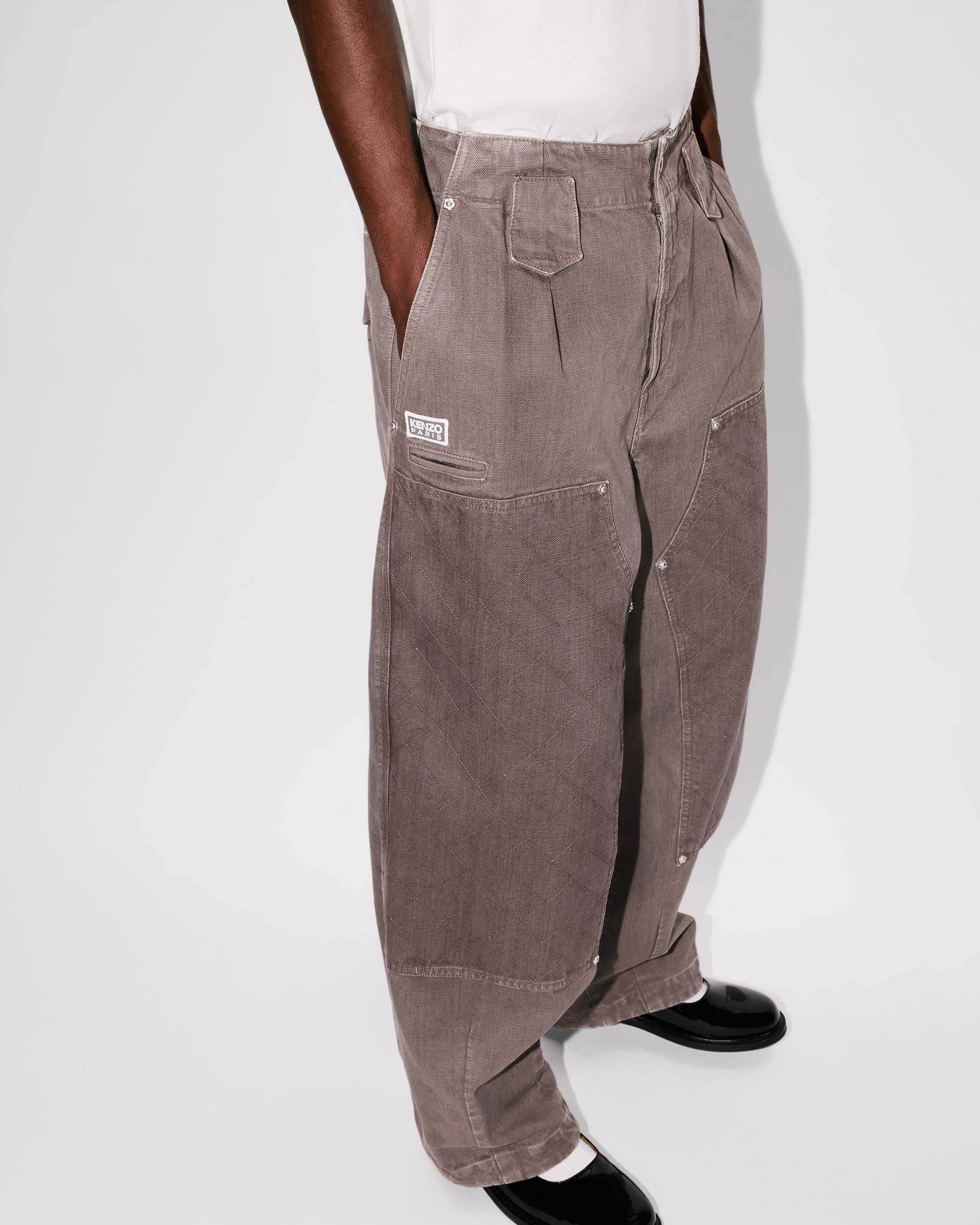 'KENZO Weave' double knee pants in washed cotton - 8