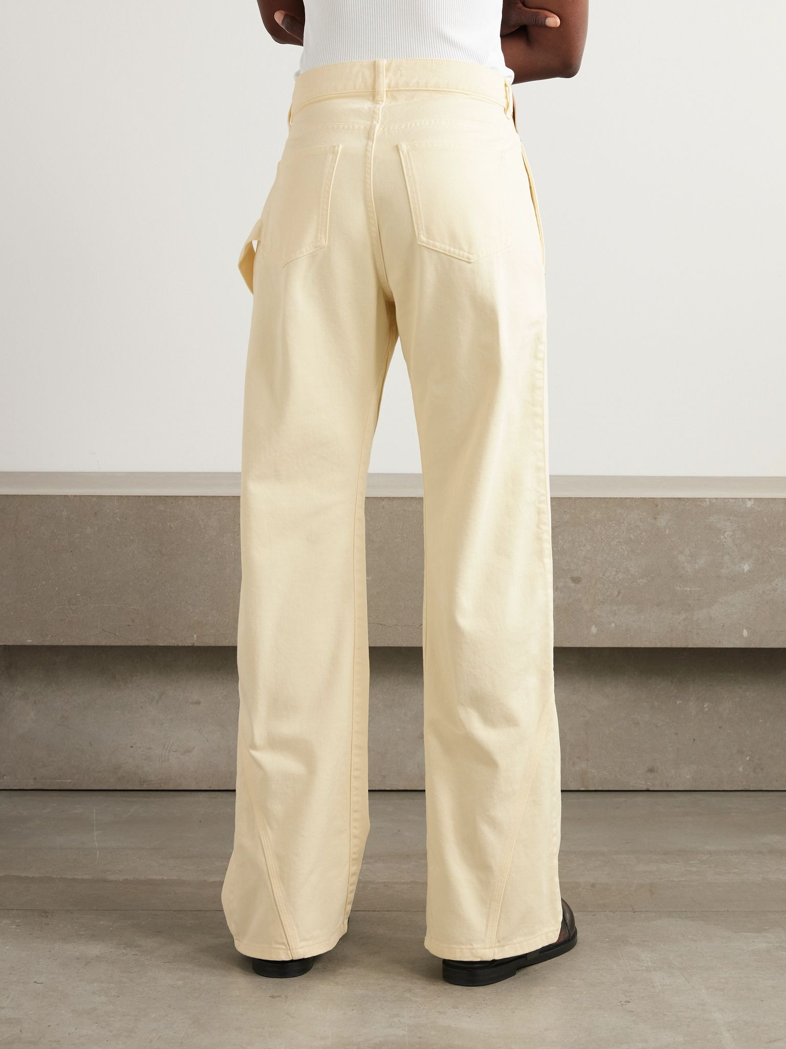 Twisted low-rise wide-leg jeans Pastel yellow - 4
