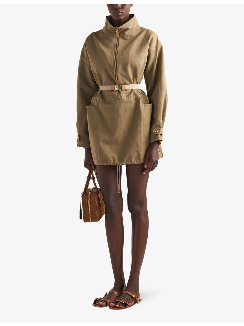 Panama brand-belt cotton mini dress - 2