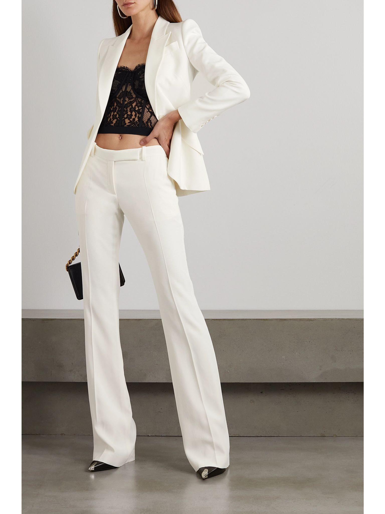 Crepe bootcut pants Ivory - 2