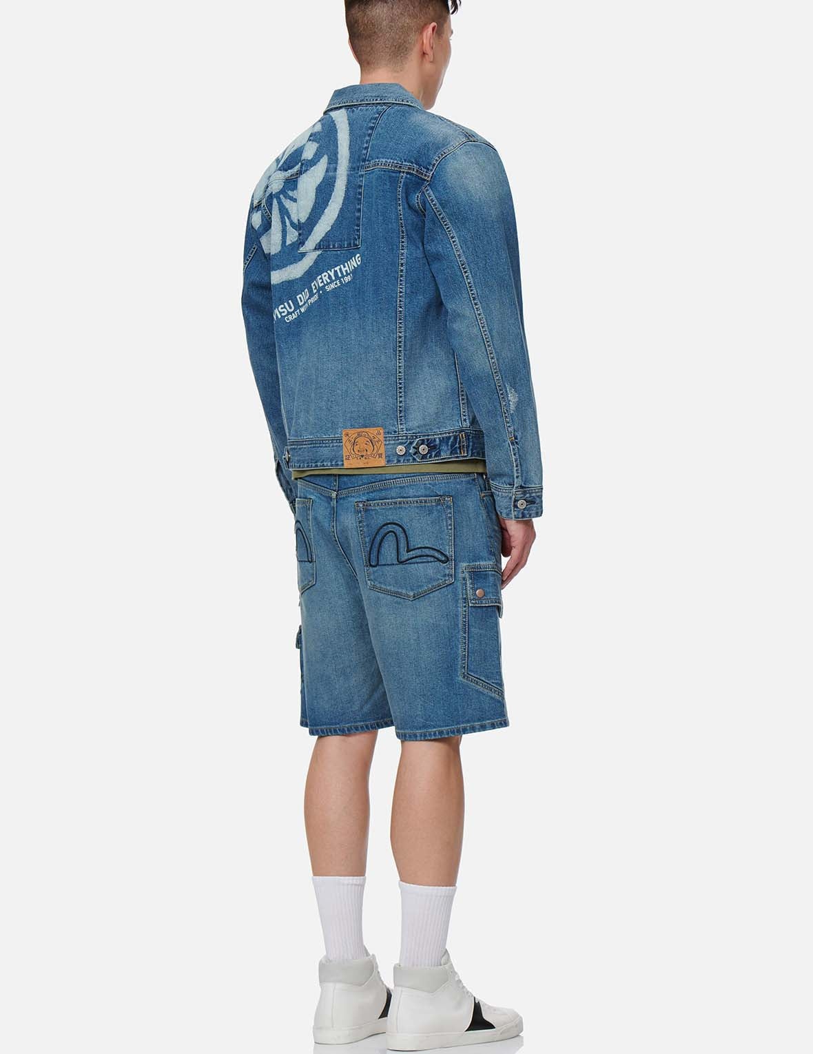 Deconstructed Kamon Print Denim Jacket - 6