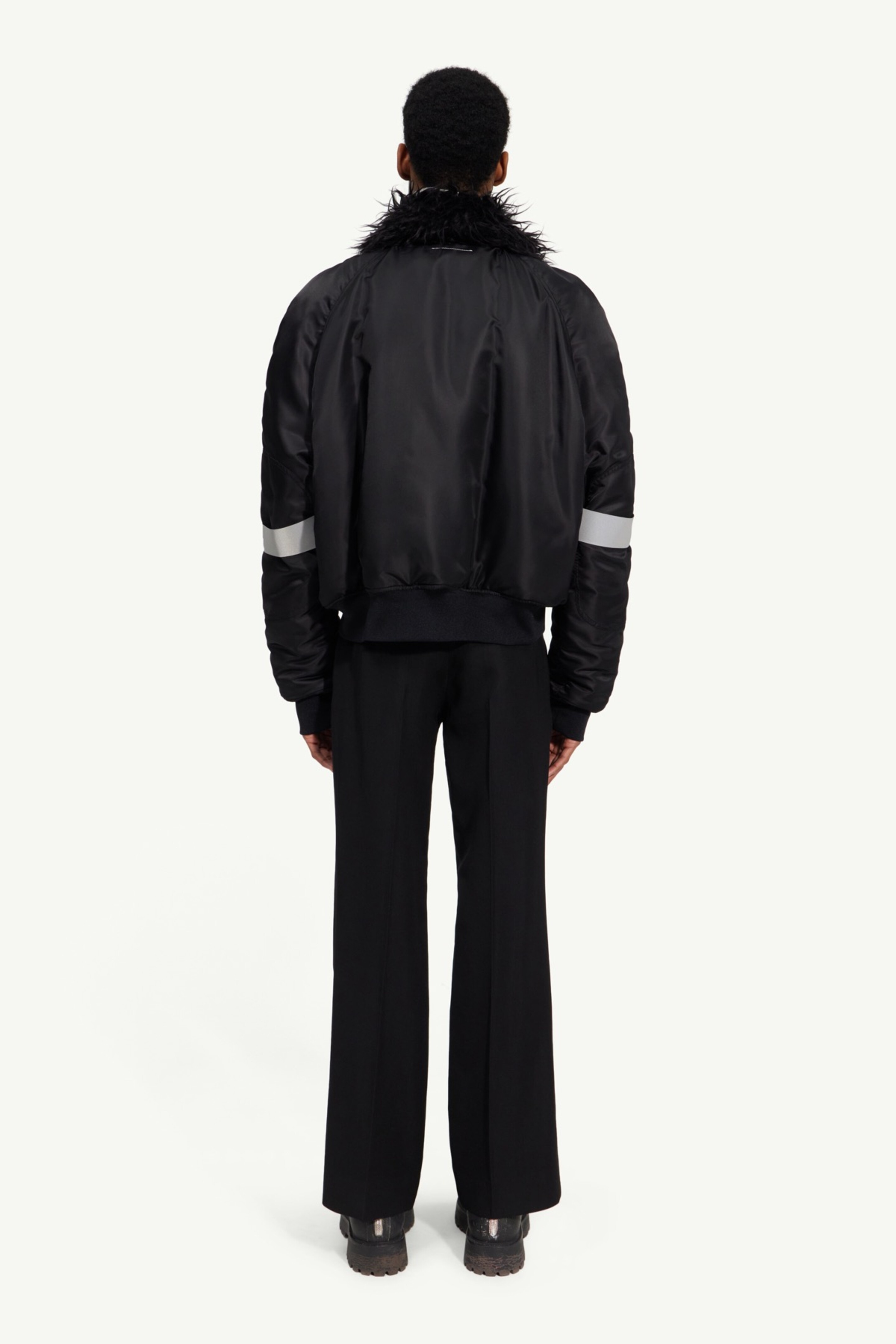 Faux fur collar bomber jacket - 4