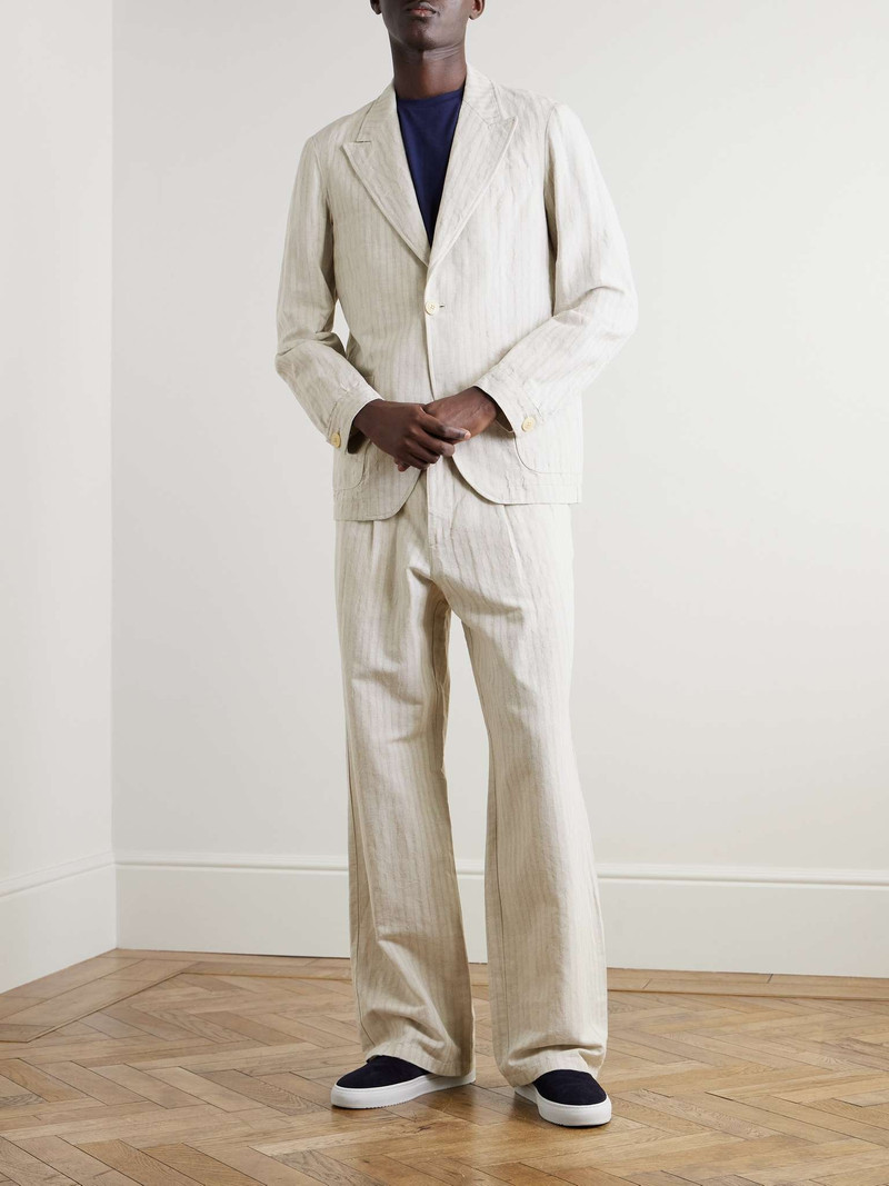 Oliver Spencer Orsman Wide-Leg Pleated Linen and Cotton-Blend Suit Trousers outlook