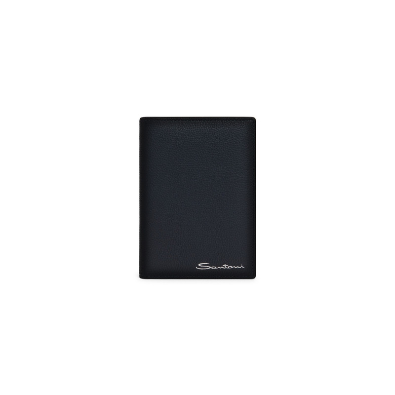 Blue tumbled leather passport case 1