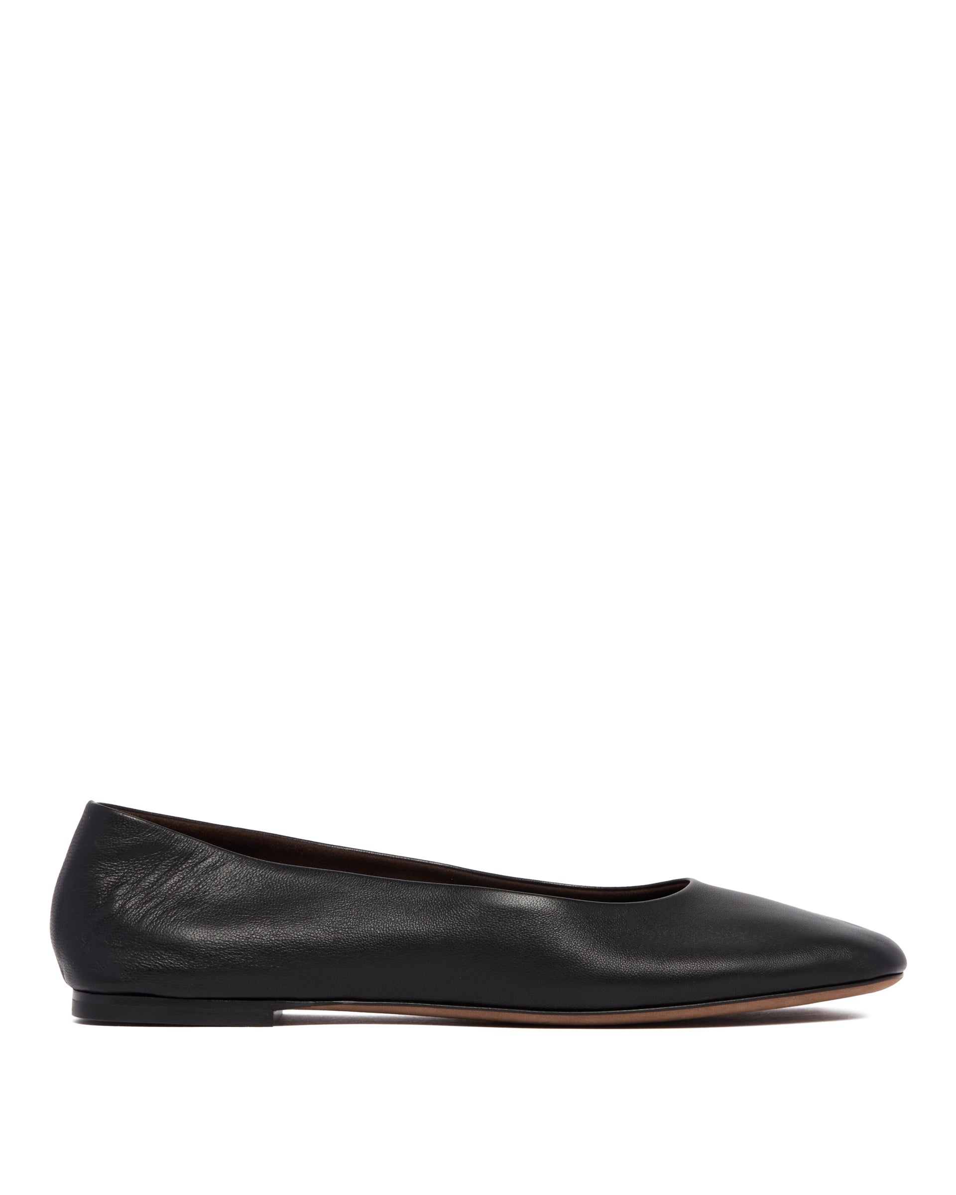 Black Leather Square-Toed Flats - 1