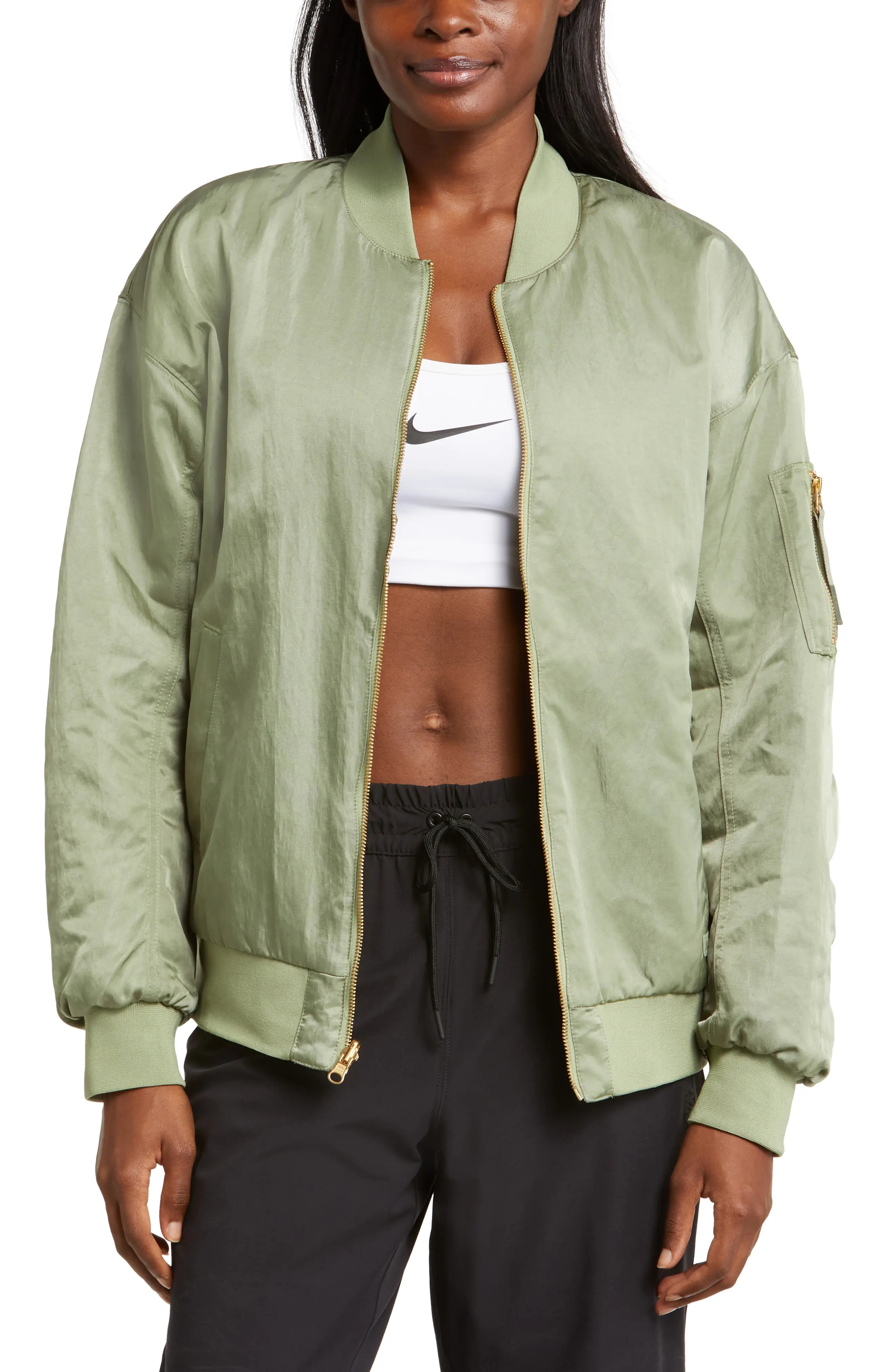 Sportswear Reversible Bomber Jacket in Oil Green/Medium Olive - 1