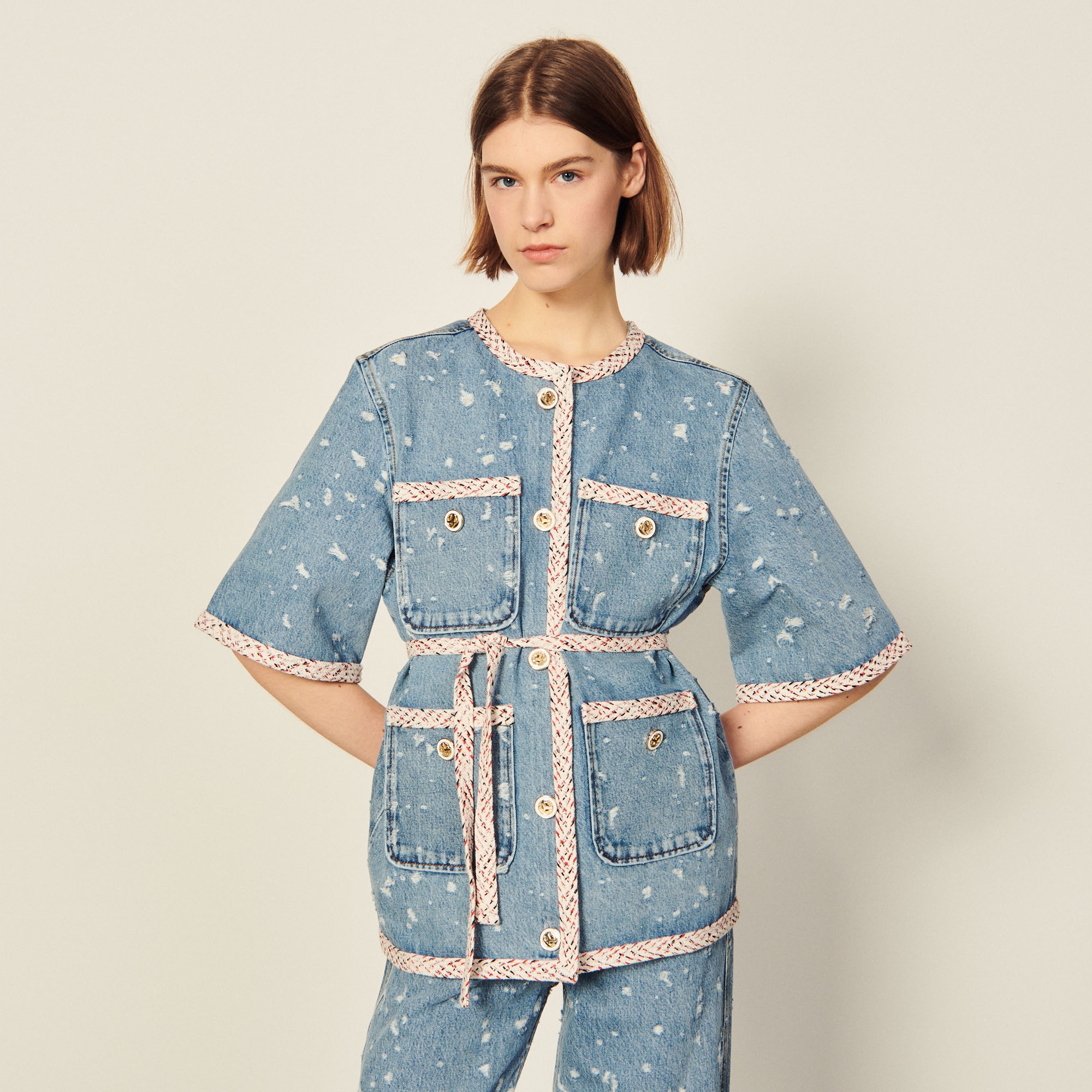 Short-sleeved denim jacket - 2