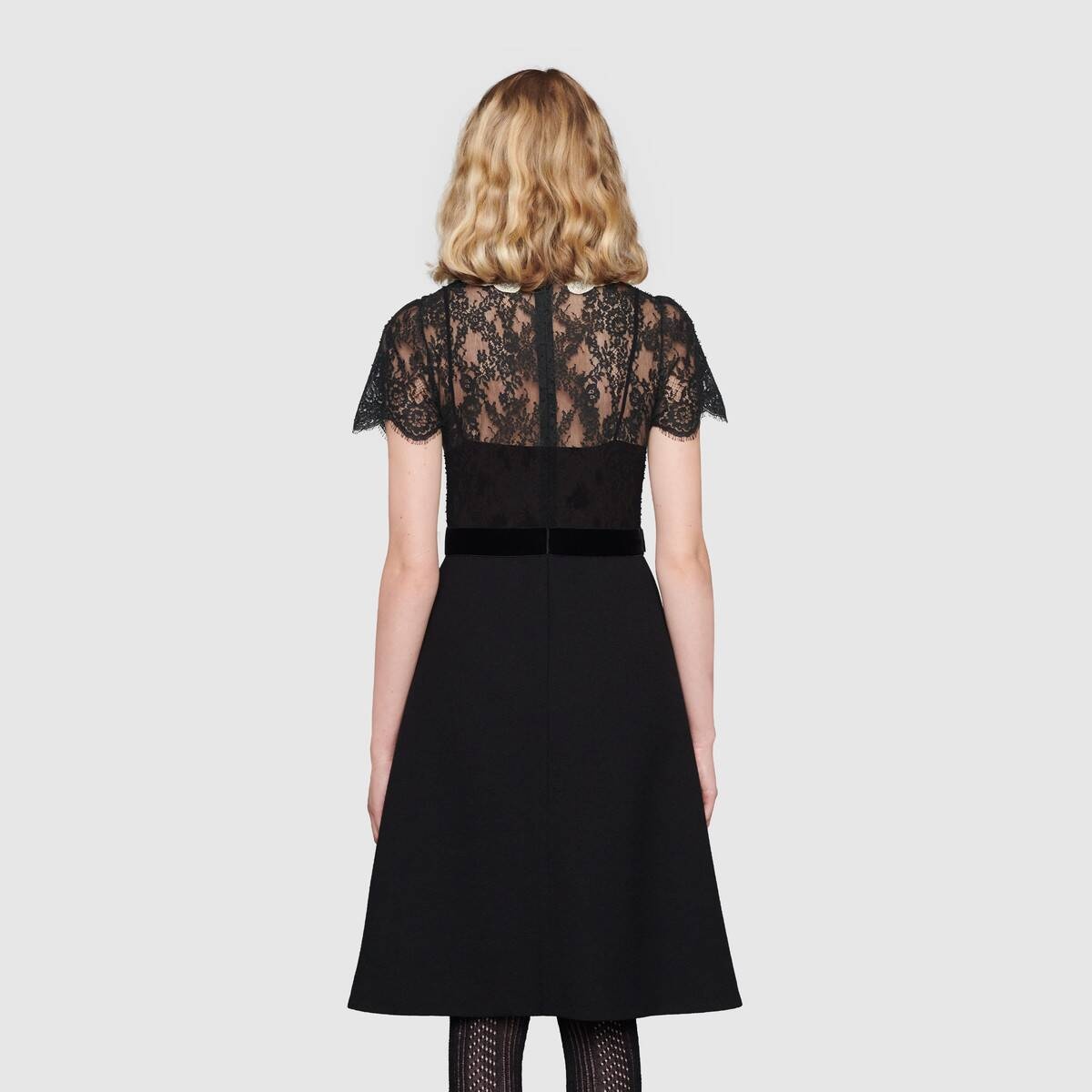 Lace and wool collared dress - 4