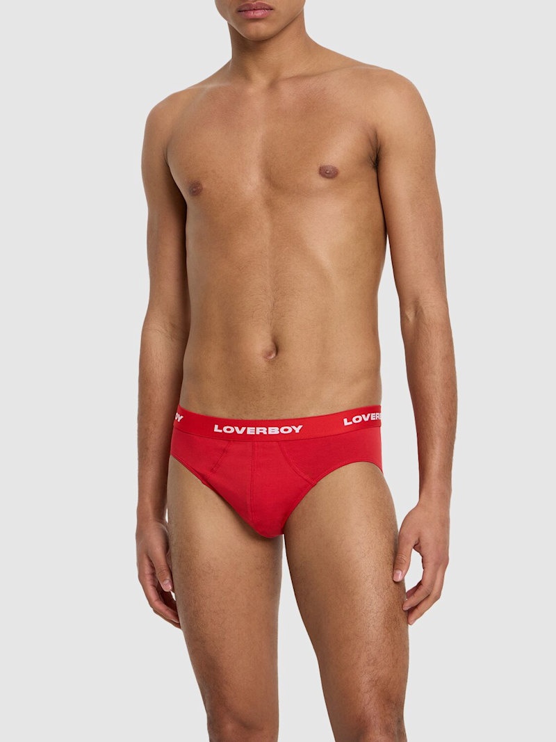Pack of 2 logo cotton stretch briefs - 3