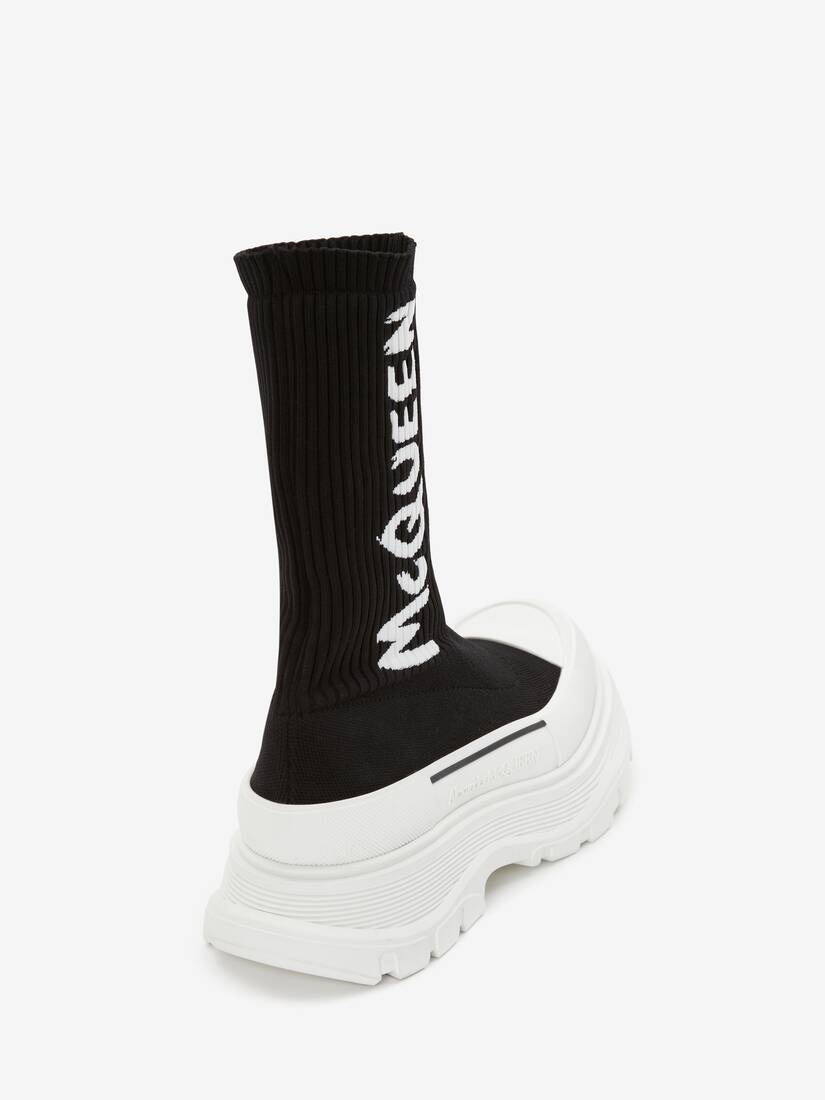 Mcqueen Graffiti Knit Tread Slick Boot in Black/white - 3