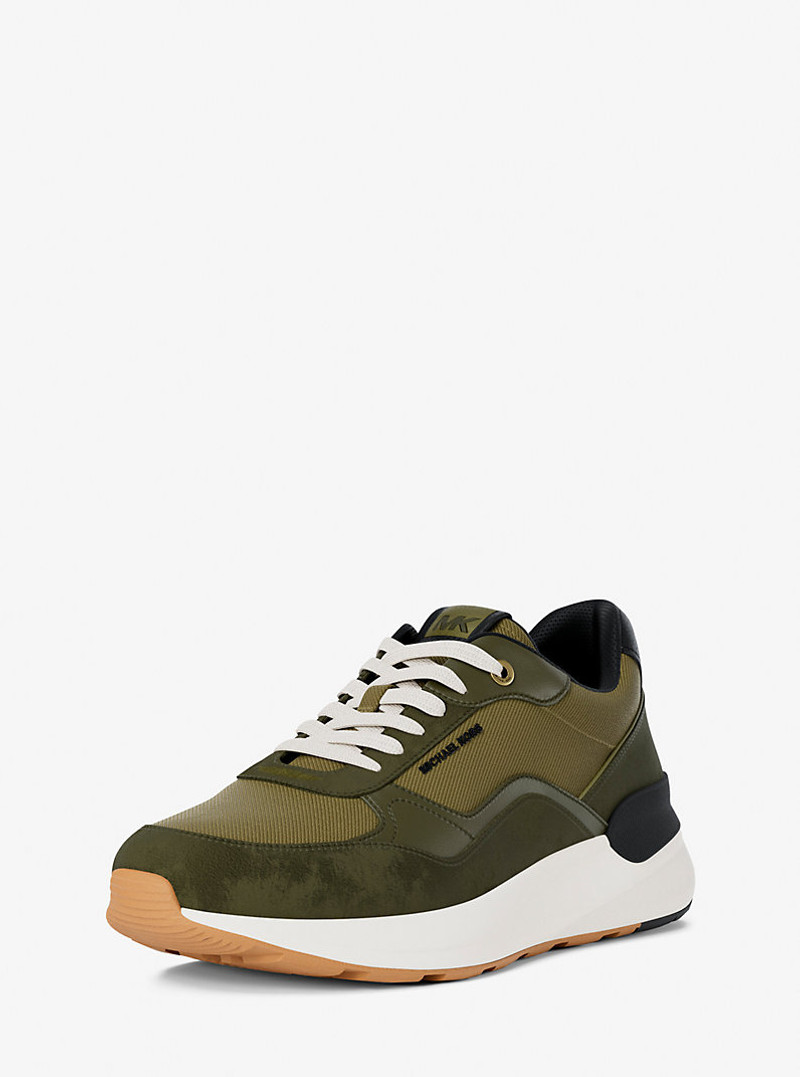 MICHAEL KORS Trevor Leather and Corded Twill Trainer outlook
