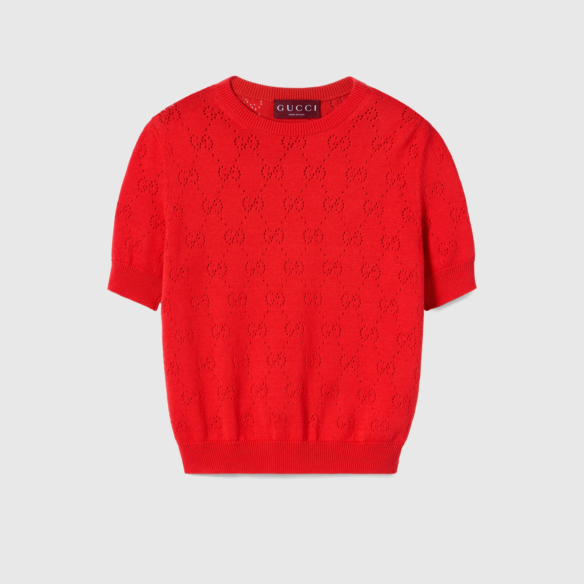 GG pointelle cotton silk top - 1