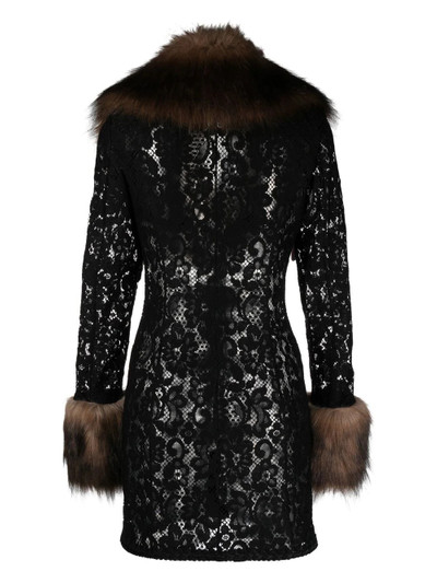Alessandra Rich floral-lace faux-fur coat outlook