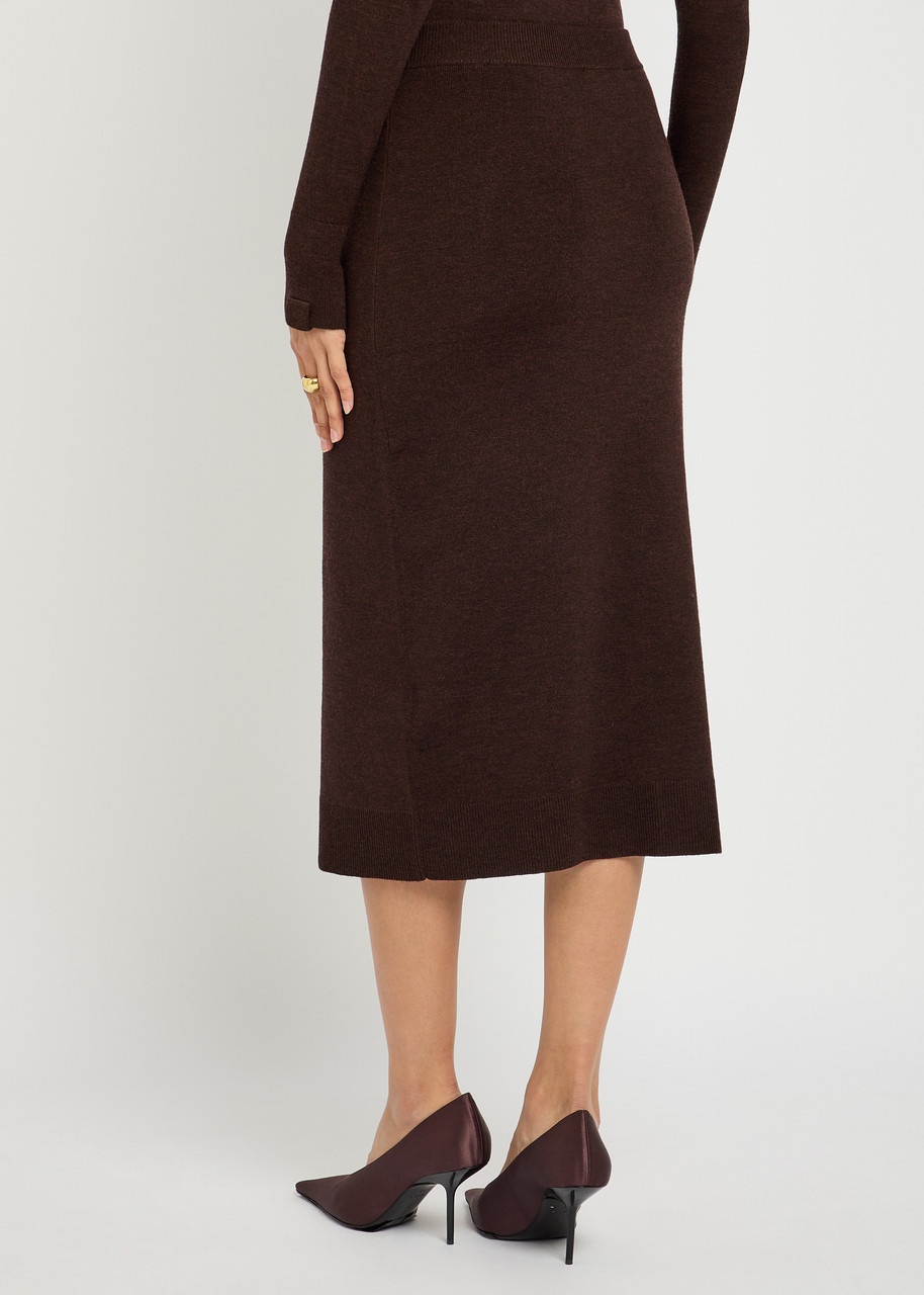 Victoria Beckham Button-embellished Wool-blend Midi Skirt - 3