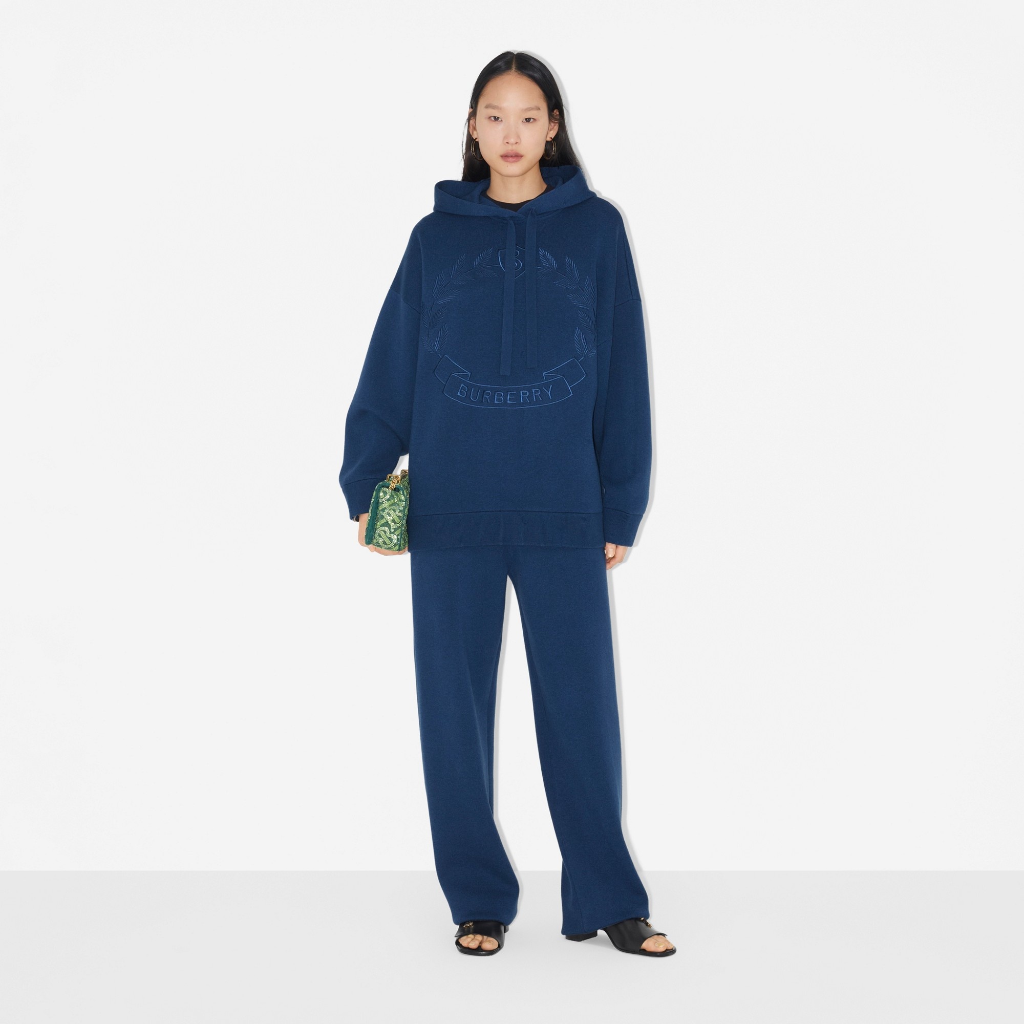 Embroidered Oak Leaf Crest Oversized Hoodie - 2