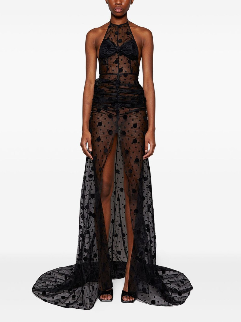 LaQuan Smith halterneck polka-dot gown outlook