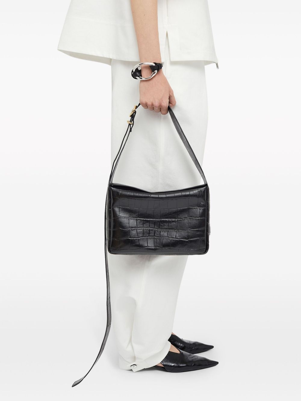 crocodile-embossed leather crossbody bag - 2