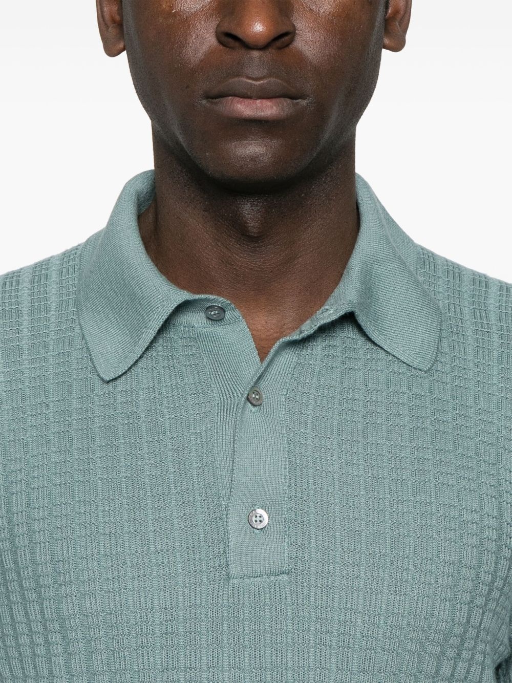 textured knit polo shirt - 4