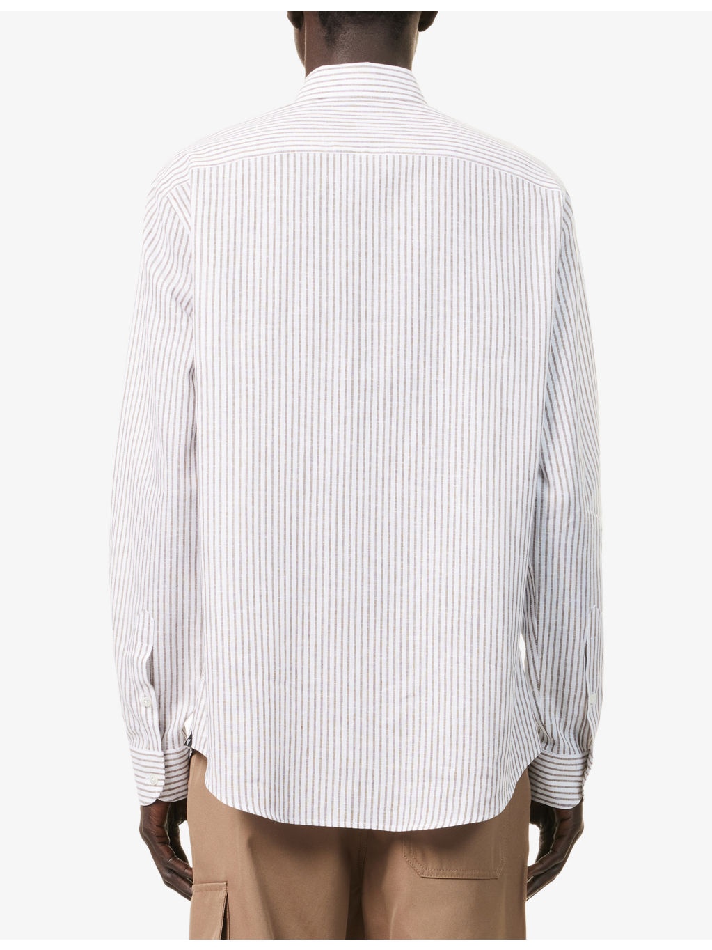 Striped Brand-Embroidery Linen And Cotton Shirt - 4