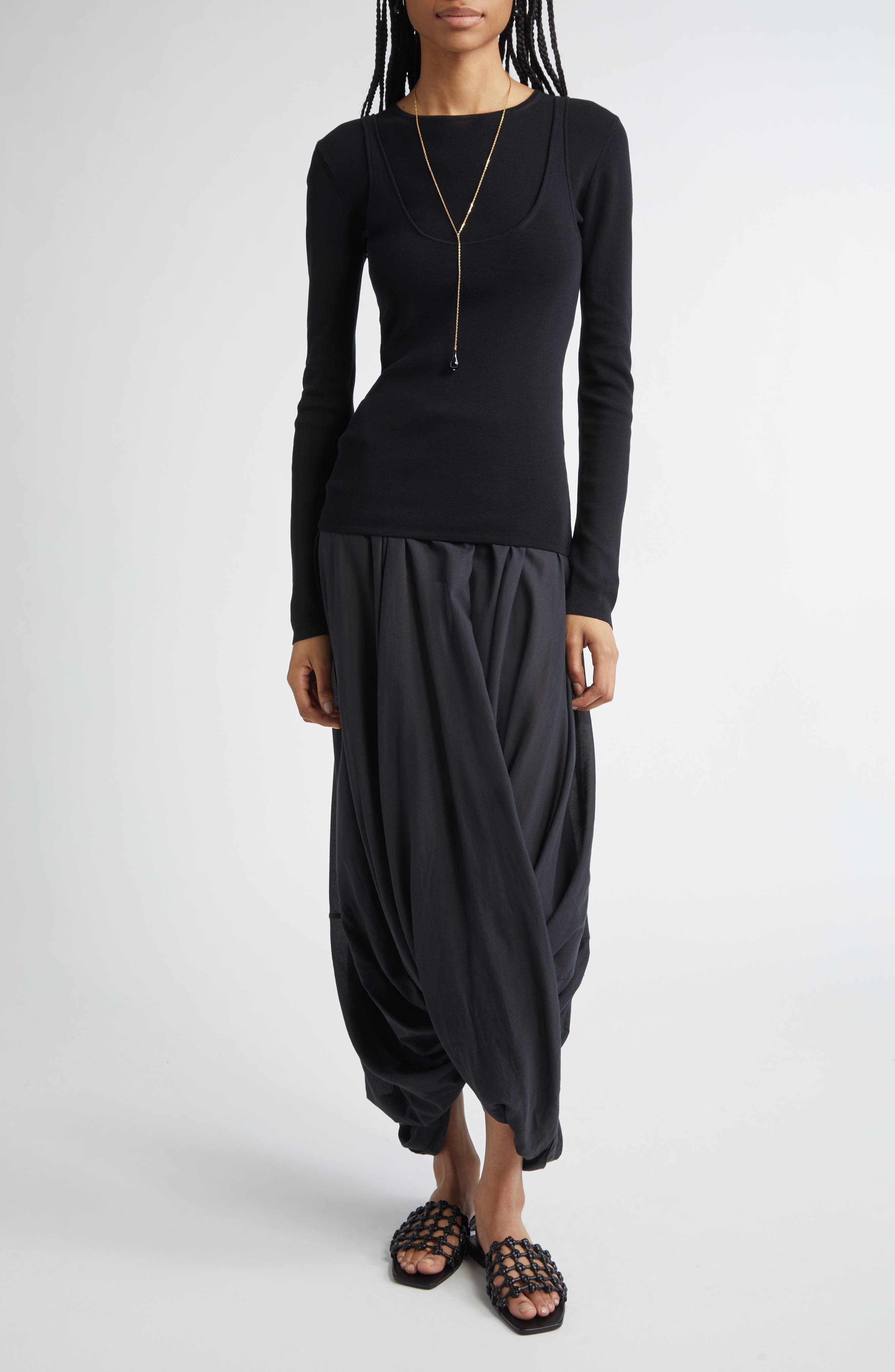 TOTEME Compact Organic Cotton Top in Black at Nordstrom - 2