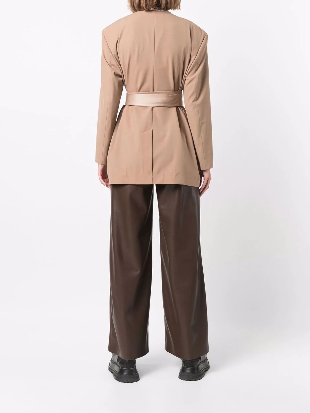 long-sleeve tied-waist jacket - 4