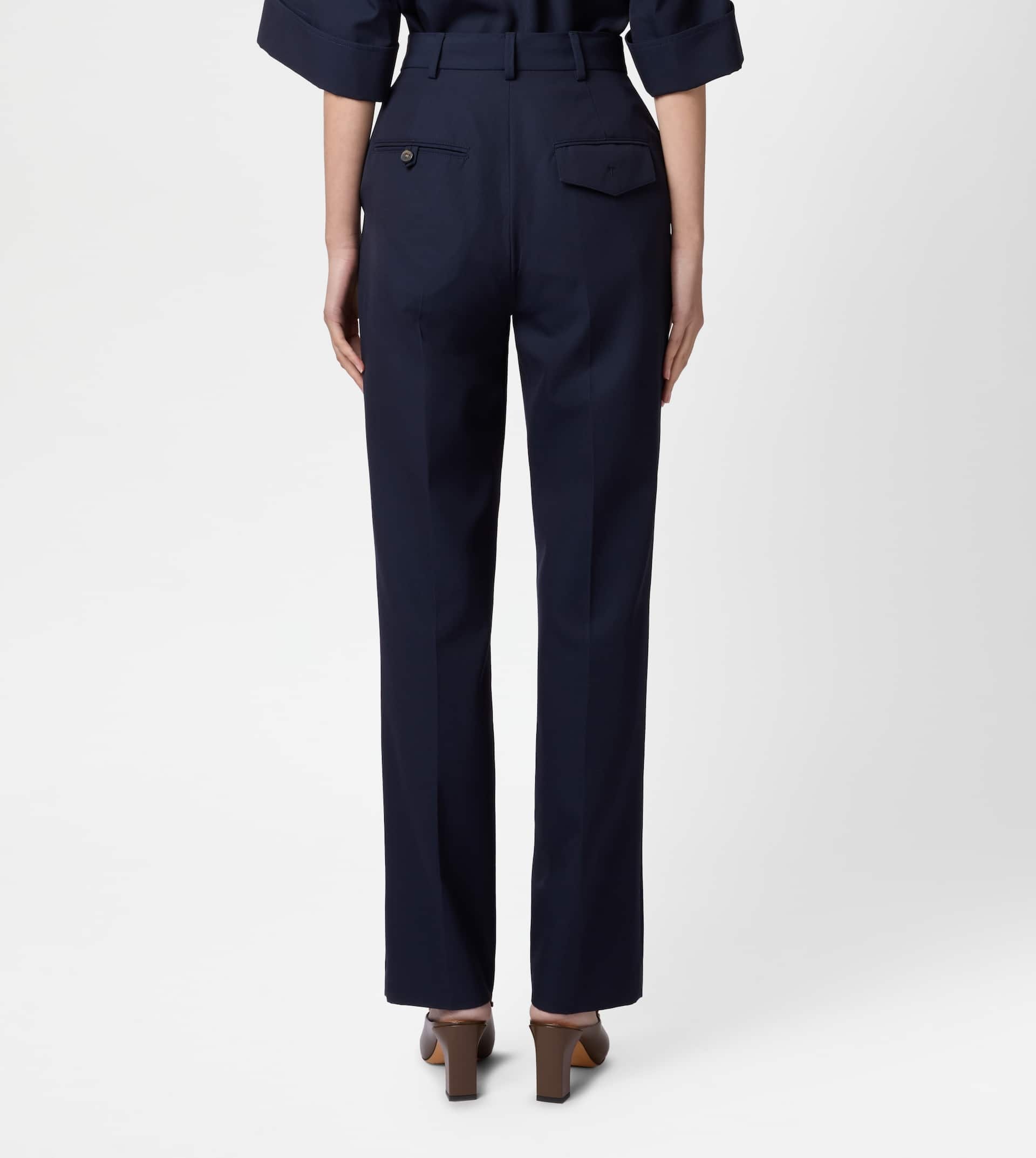 PANTS IN COTTON BLEND WOOL - BLUE - 6