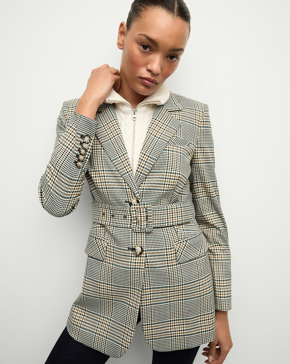 RYANNE BELTED PLAID DICKEY JACKET - 2