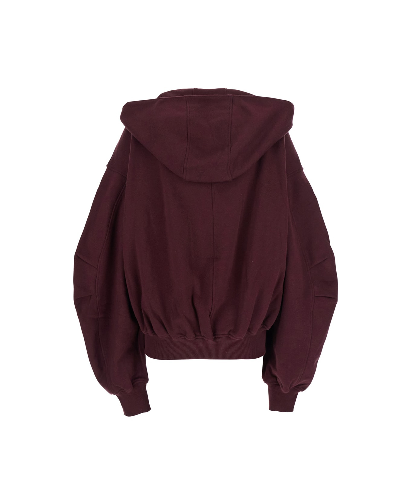 Bordeaux Cropped Sweatshirt With Fixed Hood And Logo Lettering On The Front In Cotton Woman - 2