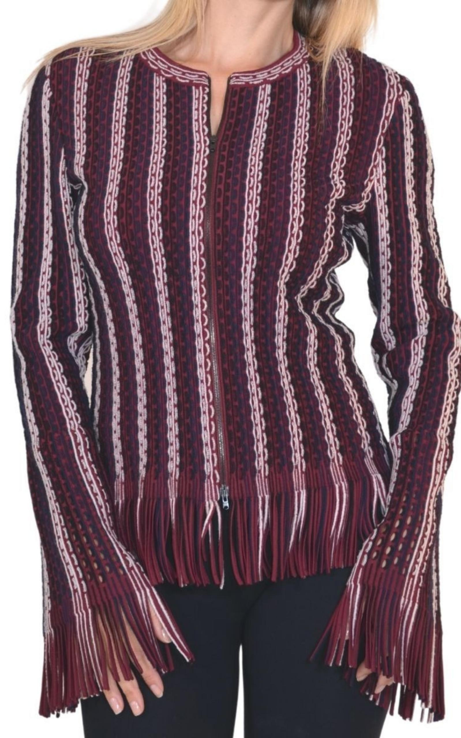 Seamed Knit Moto Fringe Jacket - 7