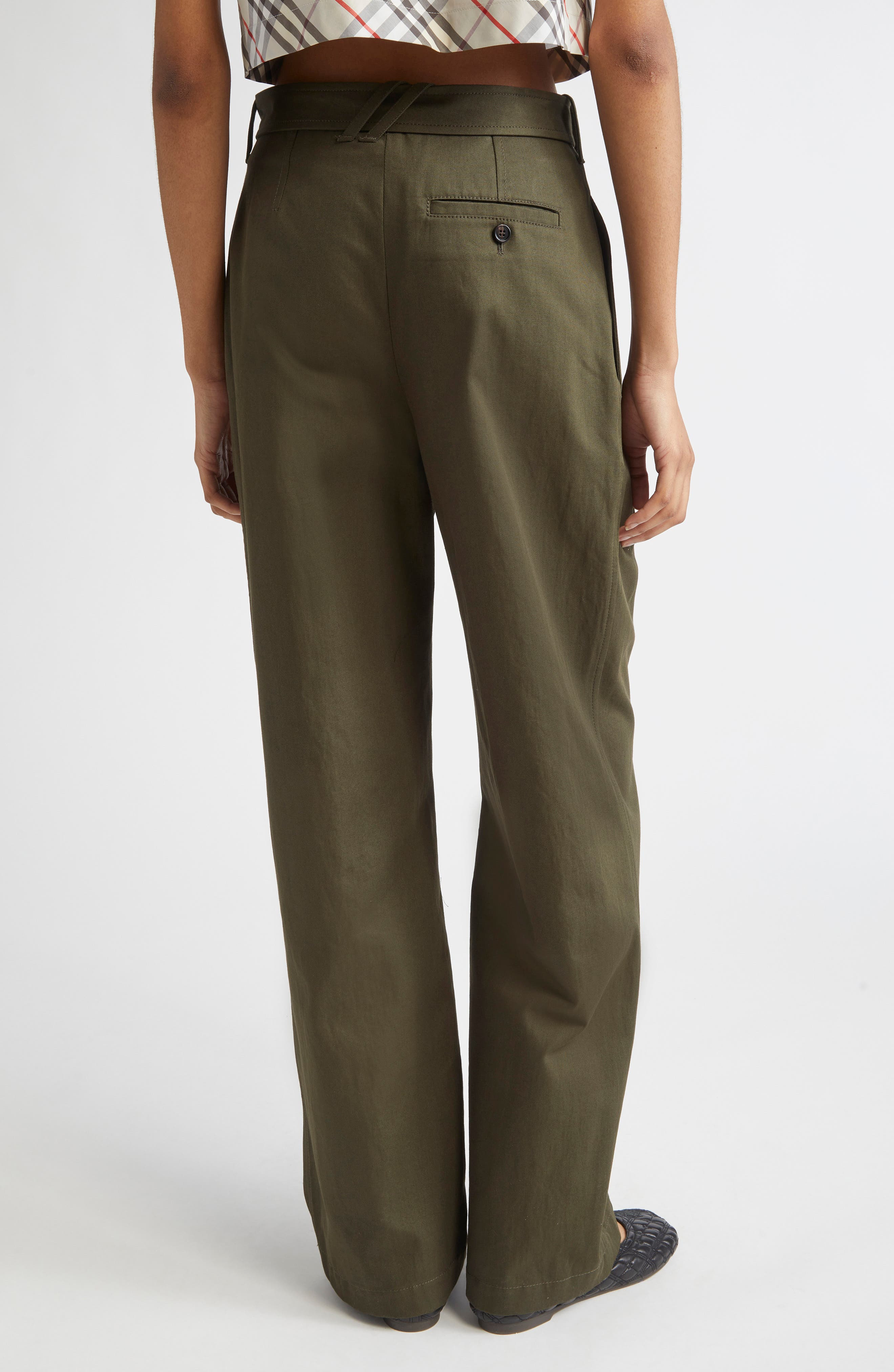 burberry Cotton Gabardine Belted Pants in Shale at Nordstrom - 3