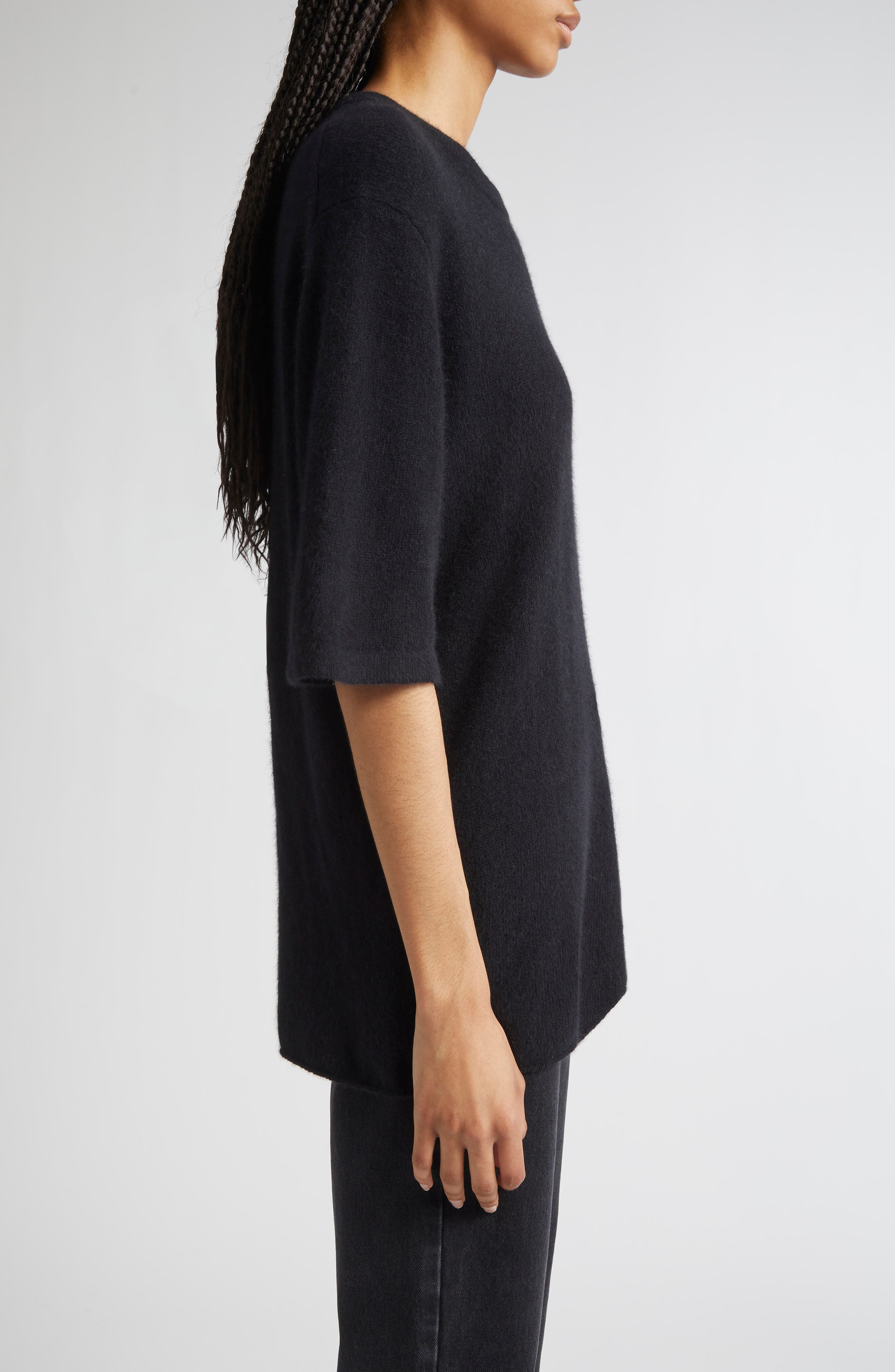 LOULOU DE SAISON Raven Mercerized Wool & Yak Hair Blend Sweater in Black at Nordstrom - 3