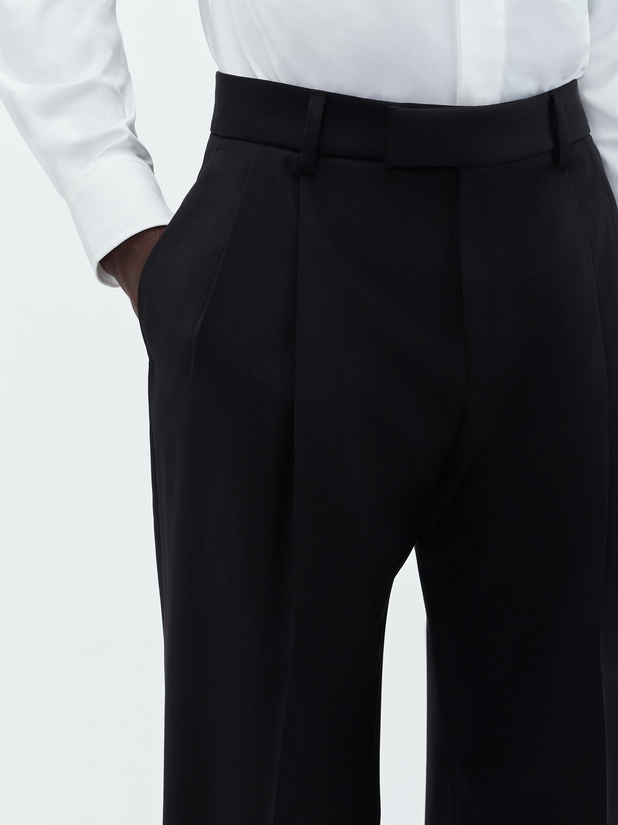DOUBLE PLEAT PANT-BLACK - 6