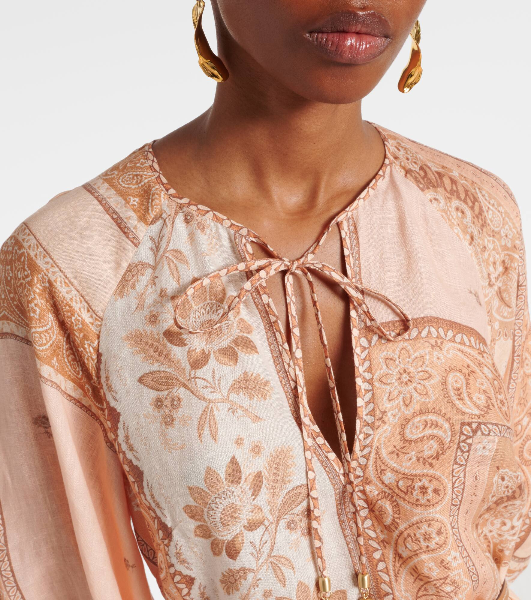 Lucky printed linen midi dress - 4