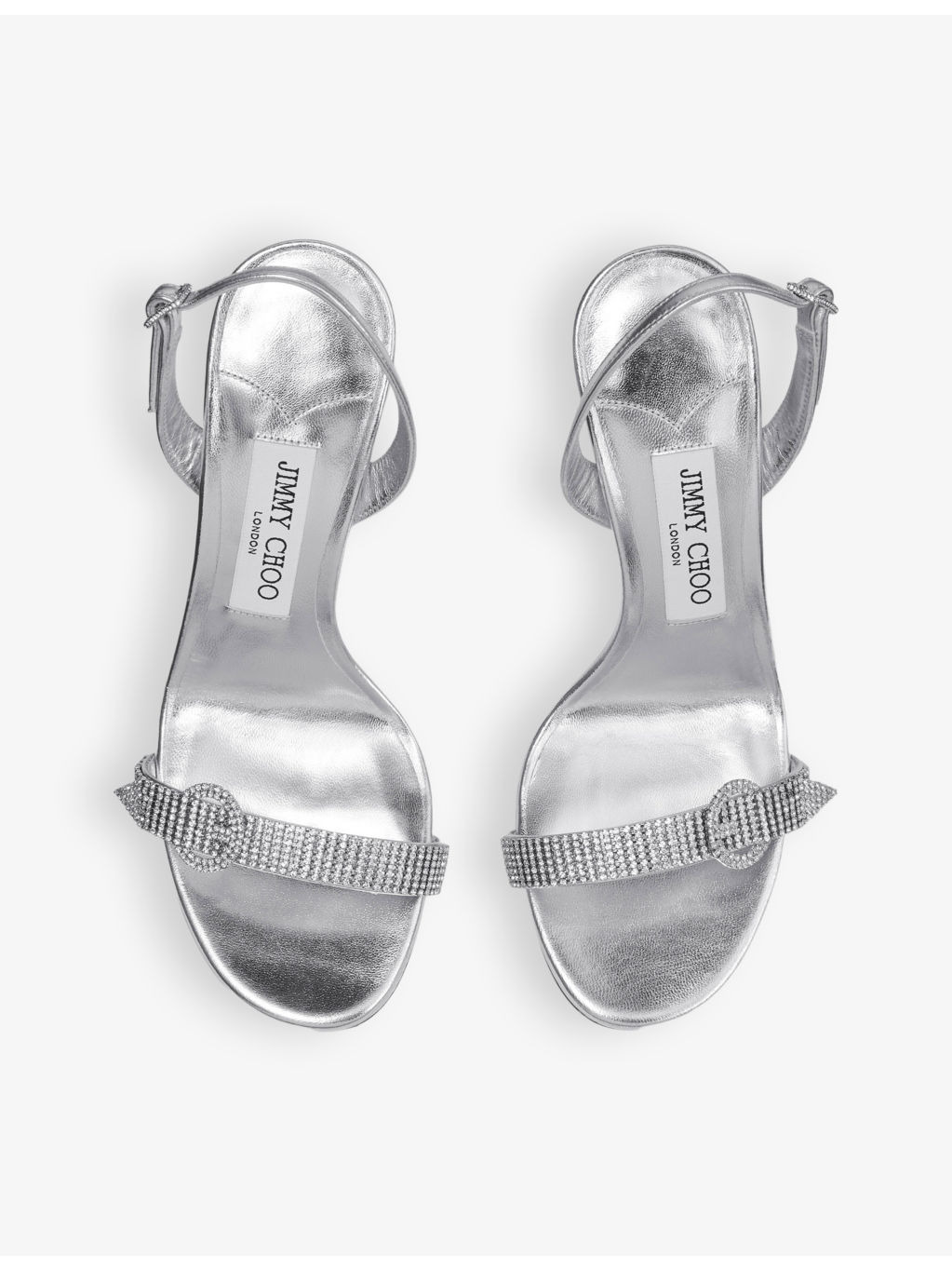 Tabatha 95 crystal-embellished metallic-leather heeled sandals - 2
