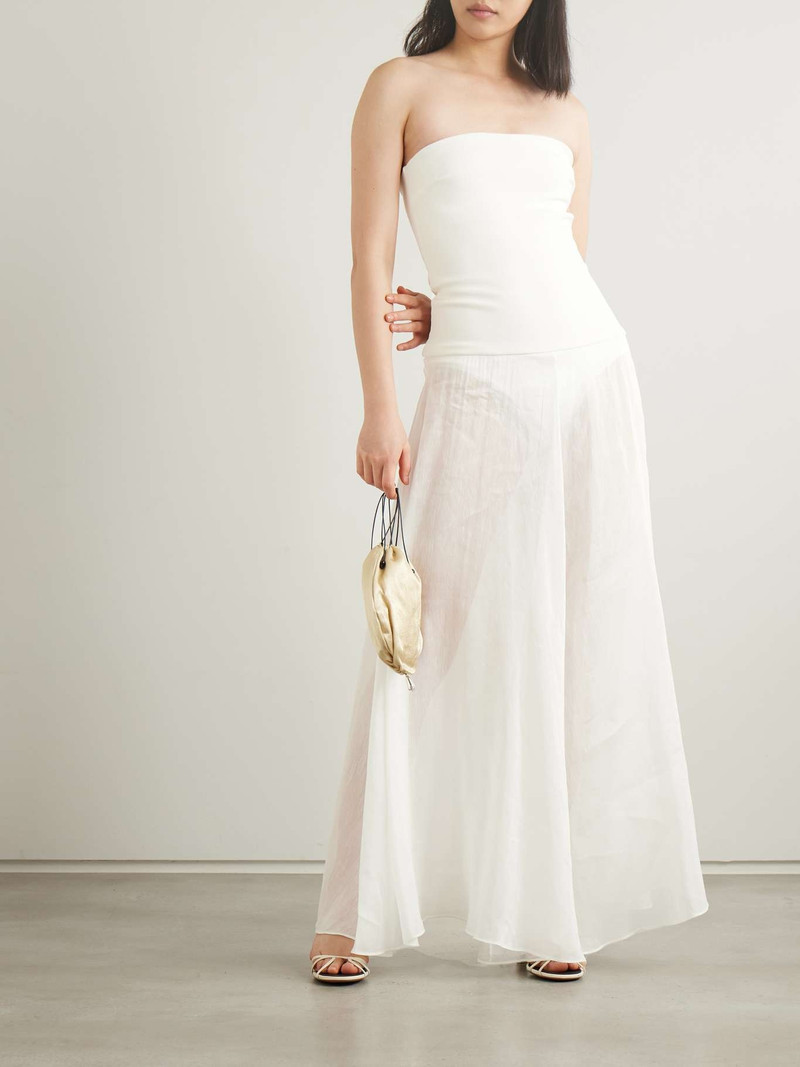 ESSE Studios Aire strapless ponte and linen and silk-blend midi dress White outlook