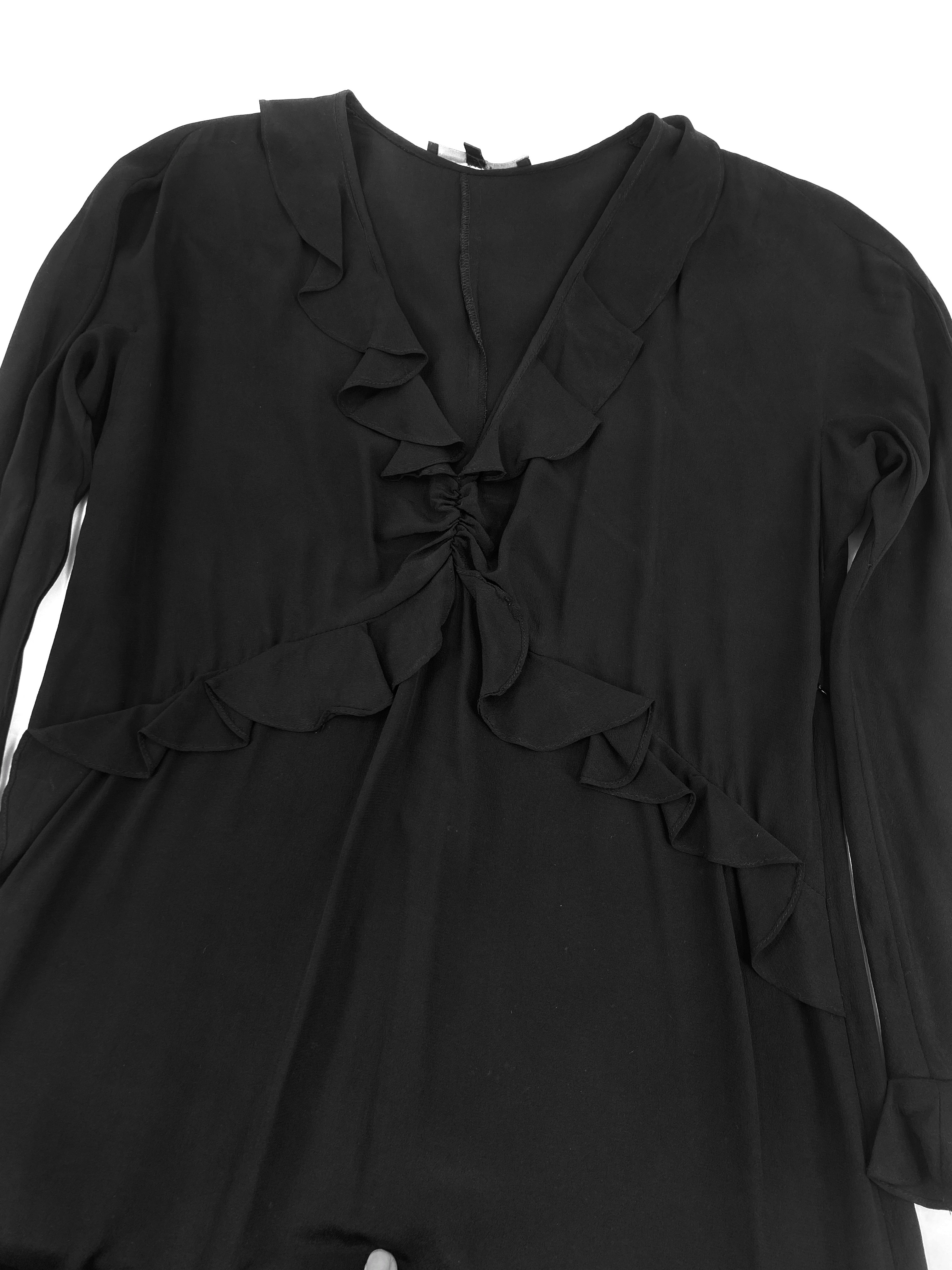 Gucci Spring 1999 Tom Ford Runway #1 Look Black Silk Ruffle Dress 40 - 6