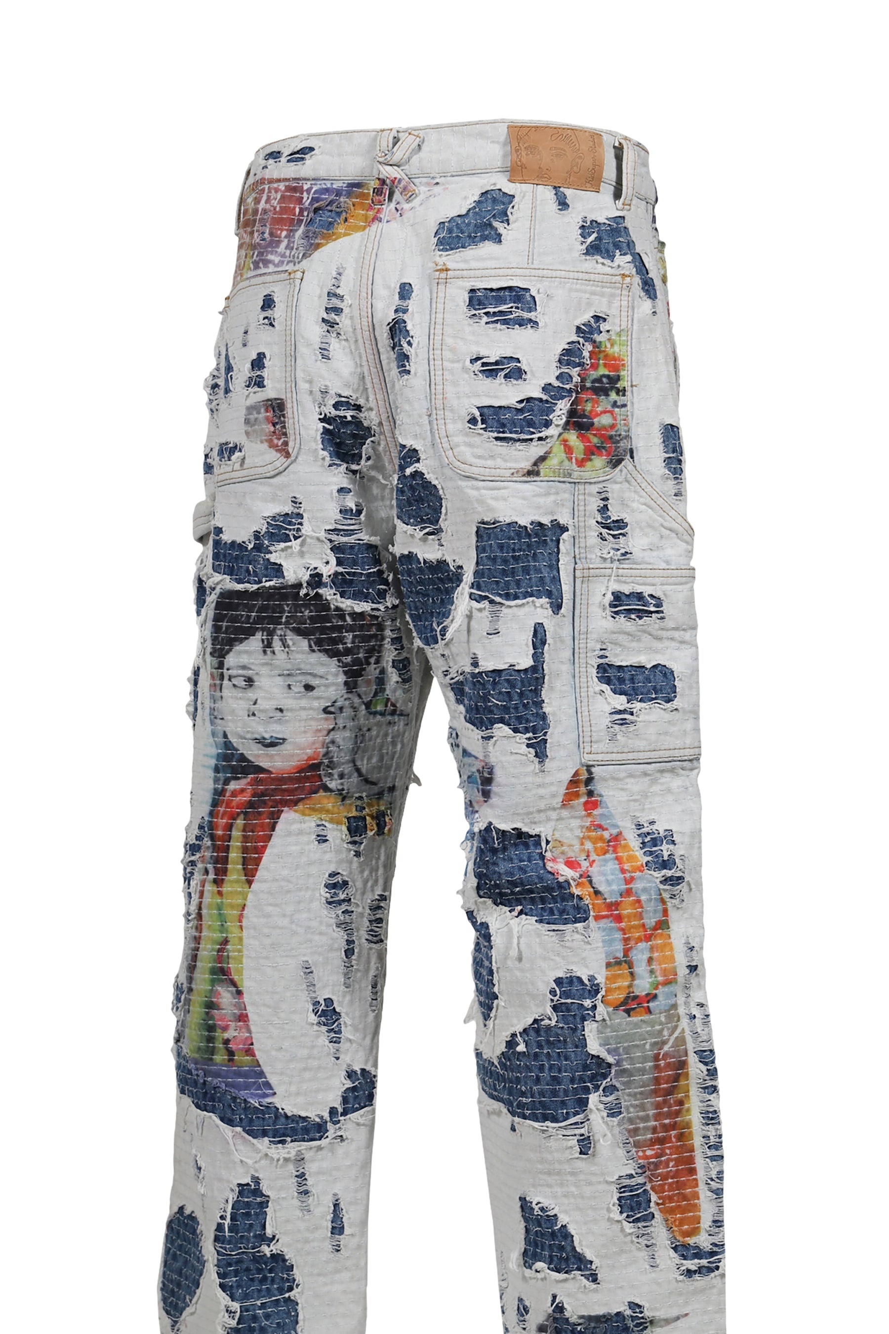 BORO STITCHED DOUBLE KNEE PANT / MULTI - 5