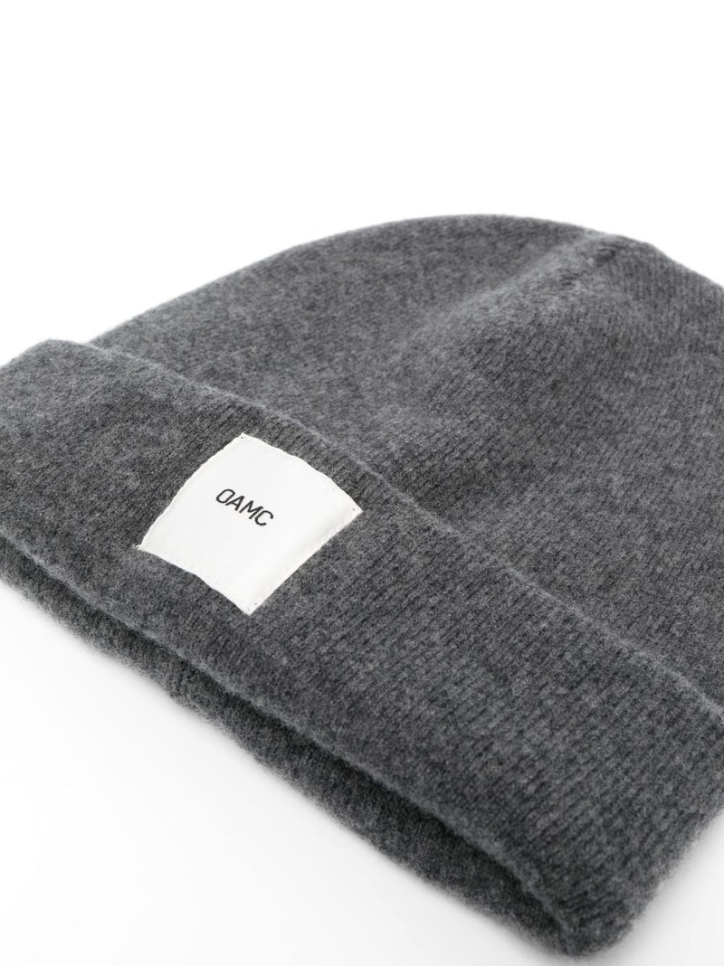 OAMC logo-patch ribbed-knit beanie outlook