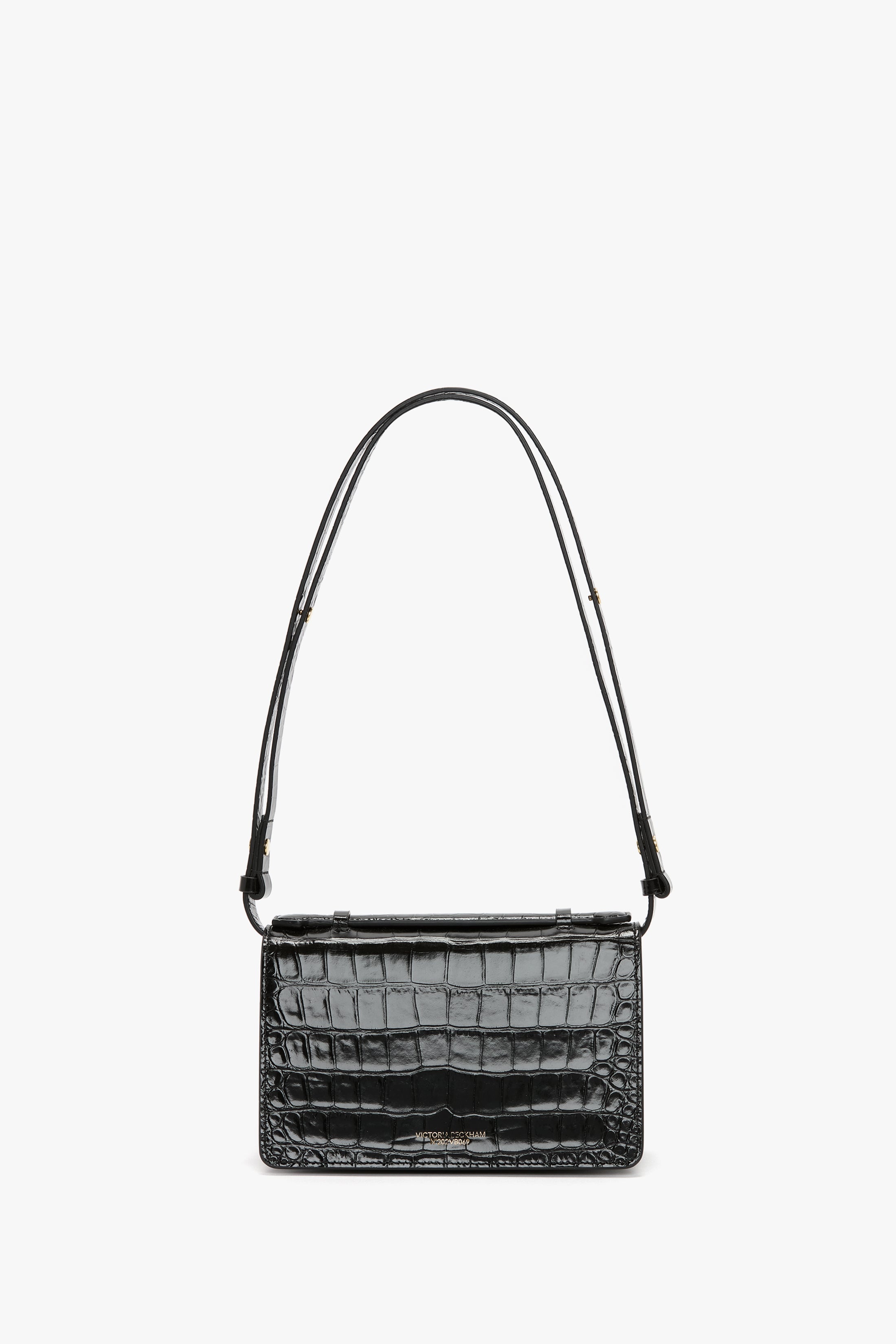 Mini Dorian Bag In Black Croc Embossed Leather - 4